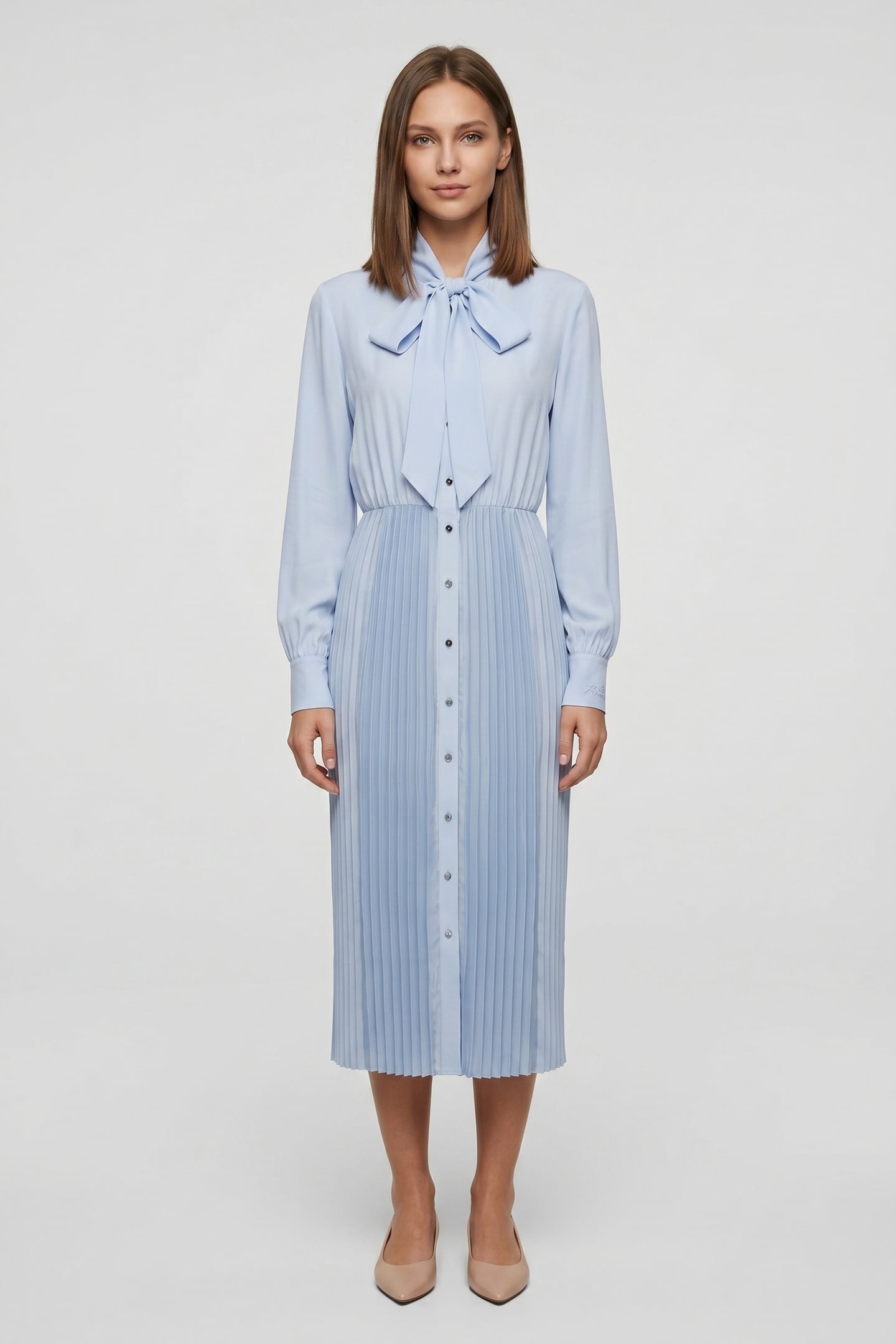 PLEATED SHIRT DRESS KENTUCKY BLUE 1
