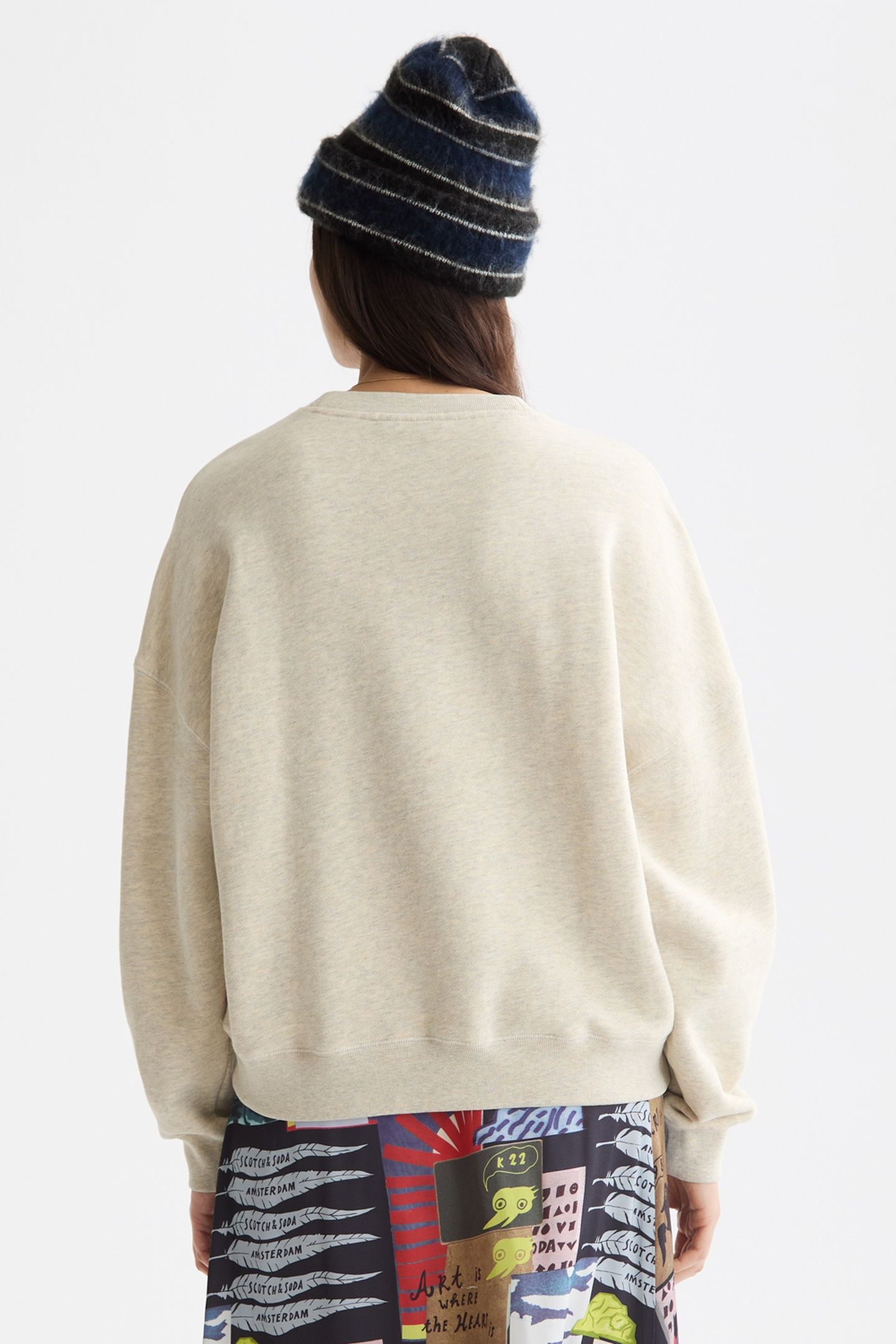 WASHED OVERSIZED FIT SWEATSHIRT WITH GRAPHIC ECRU MELANGE 3