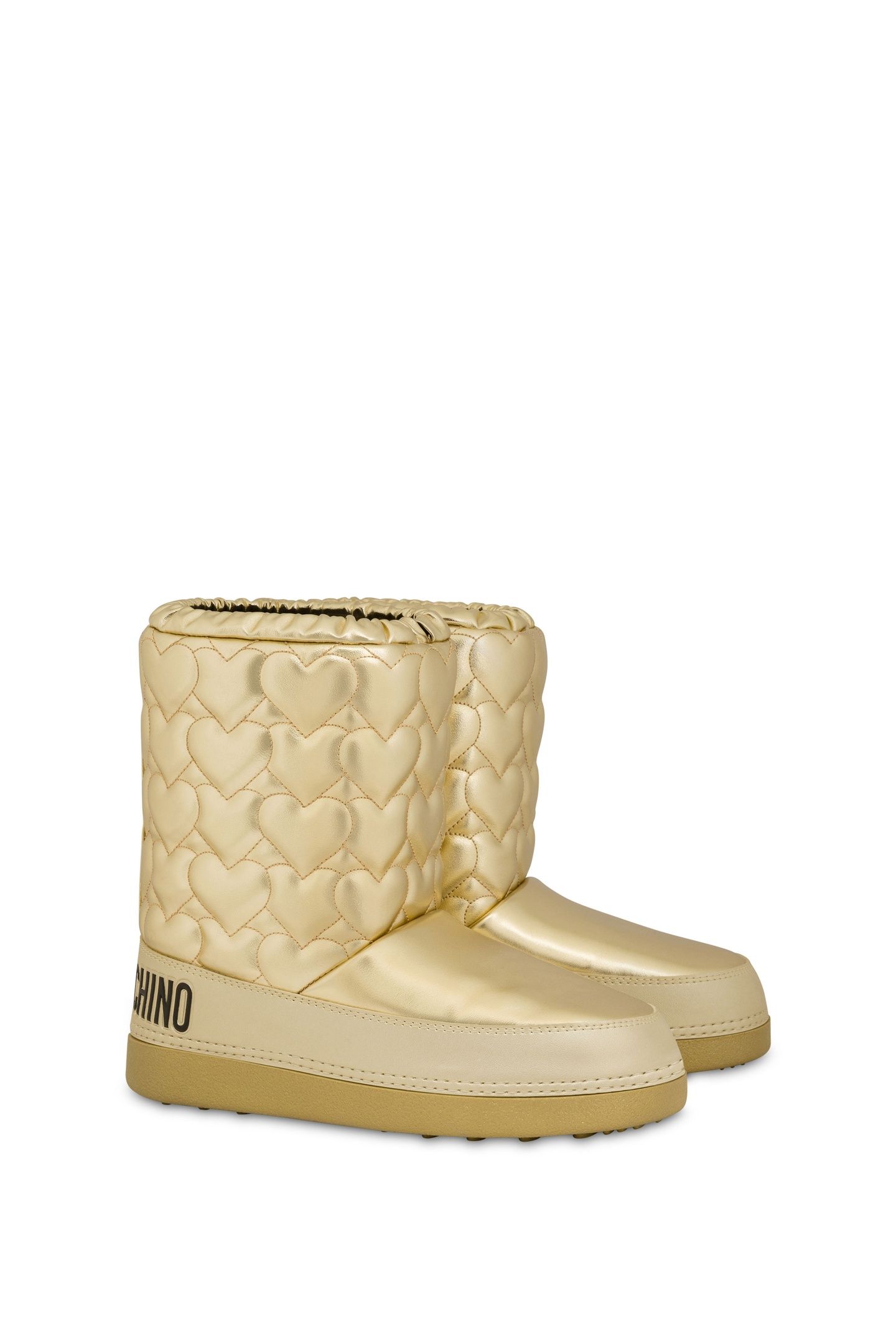 HEART QUILTED LAMINATED SNOW BOOTS GOLD 2