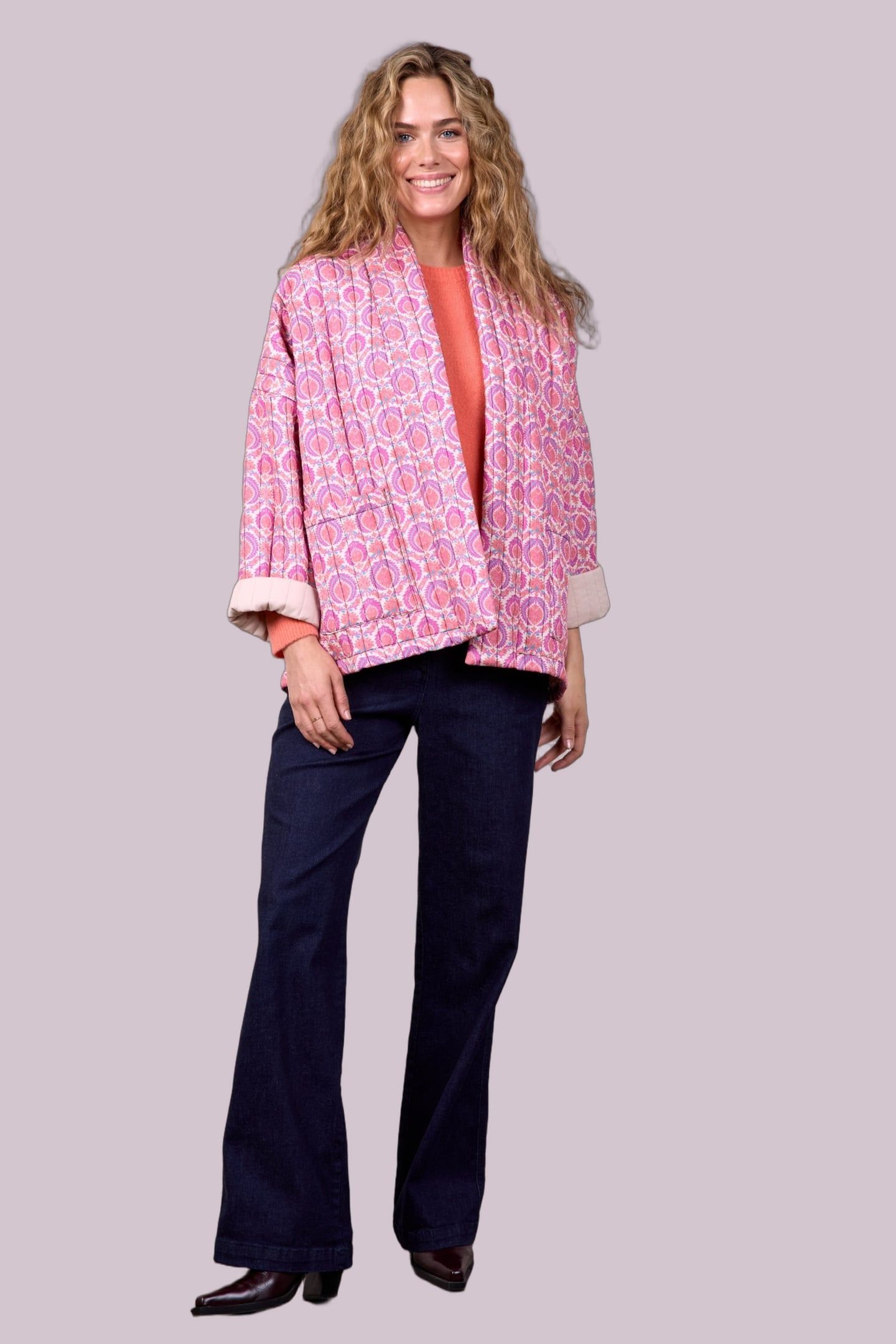 BLAZER BELLA PADDED PINK GRANITO PRINT 2