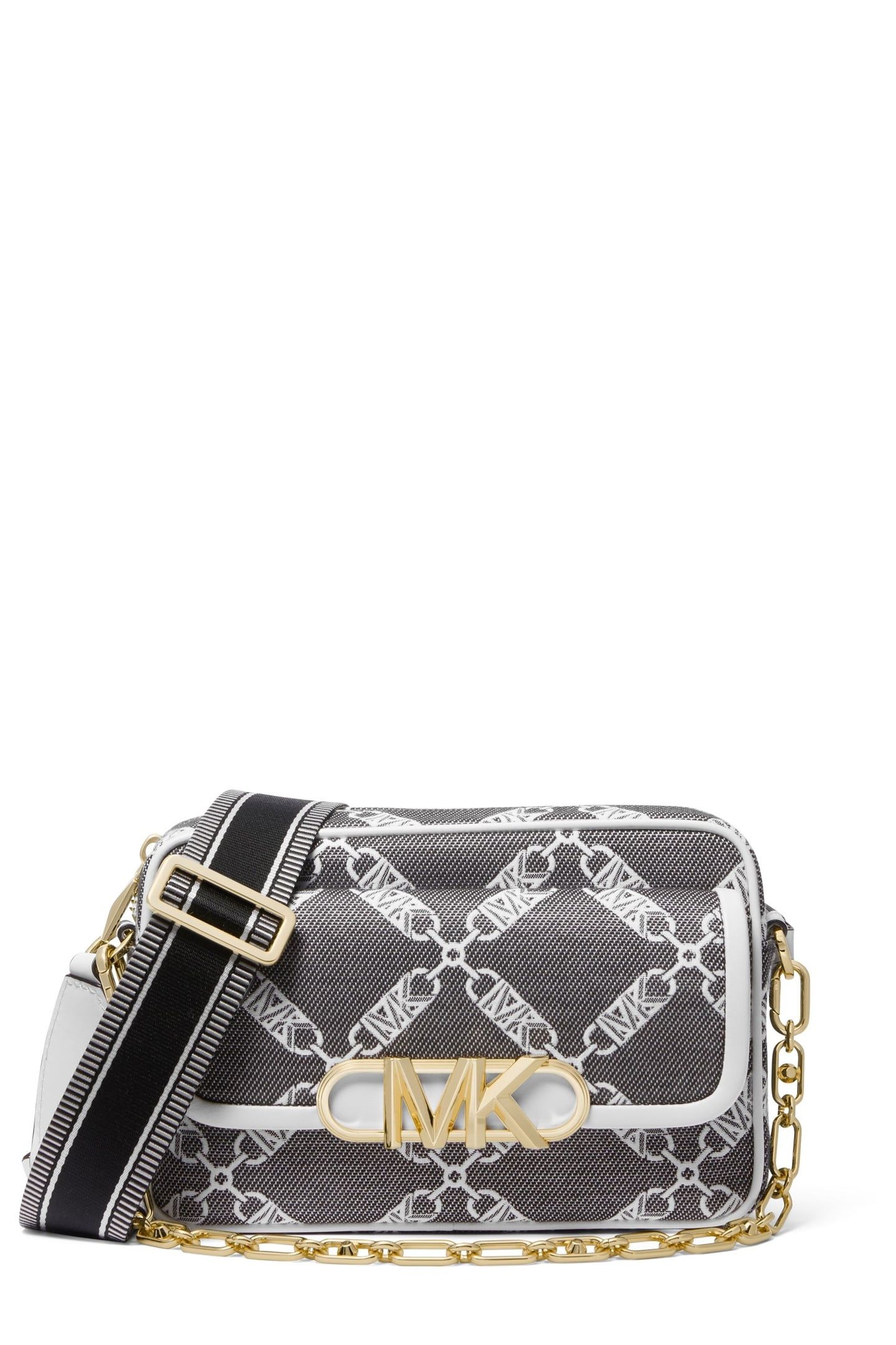 MEDIUM CHAIN SWAG CAMERA CROSSBODY BLK/OPTICWHT 2