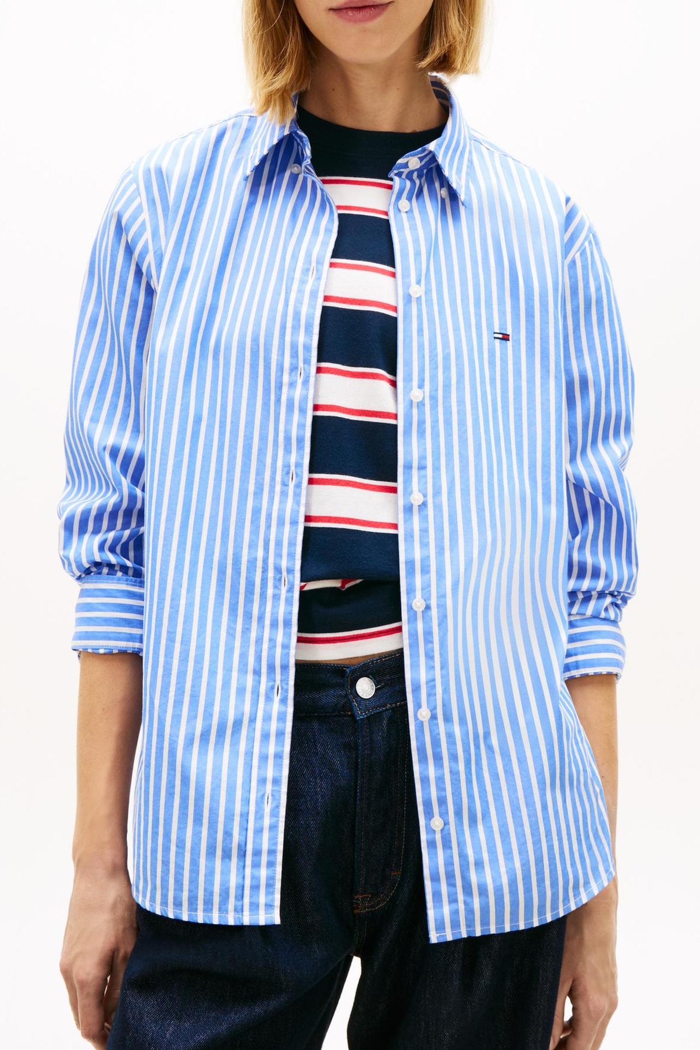 TJW REGULAR POPLIN SHIRT EMPIRE BLUE/STRIPE 1