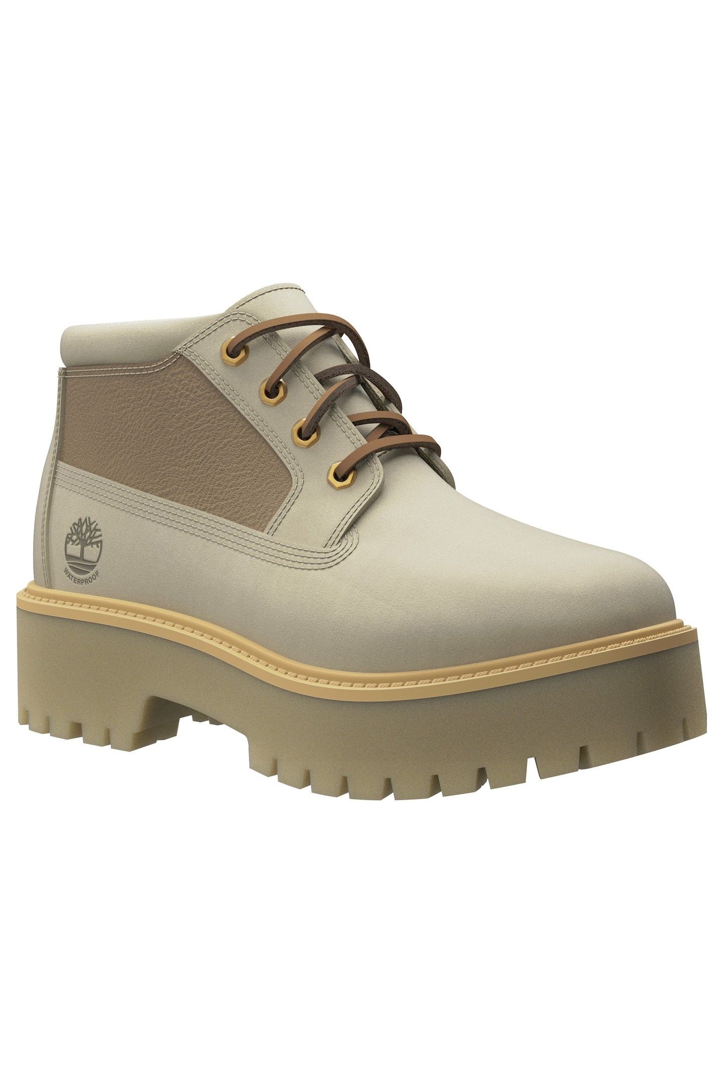 MID LACE UP WATERPROOF BOOT LIGHT BEIGE 2