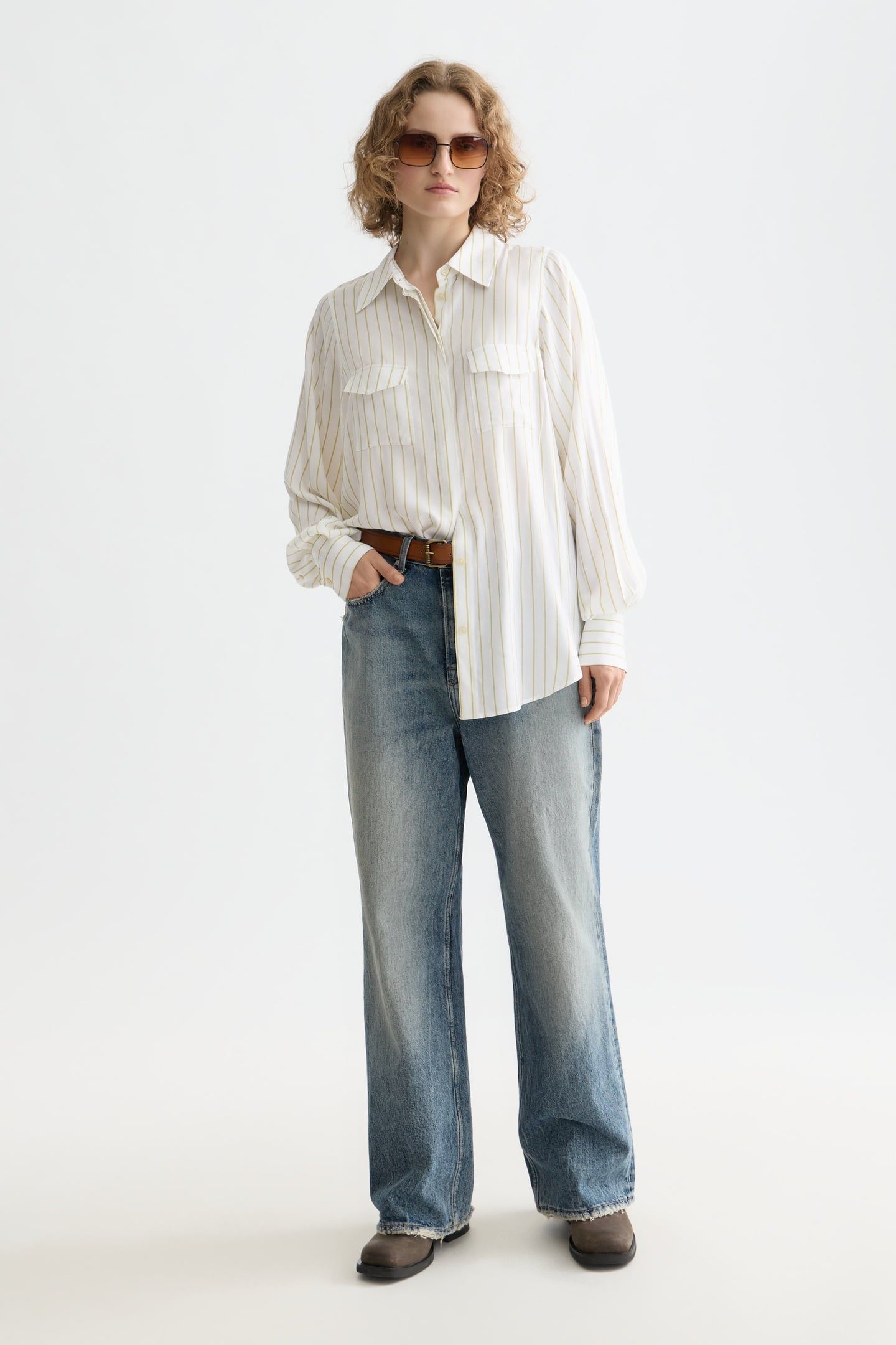 STRIPED SHIRT WITH POCKETS GOLDEN GREEN STRIPE 2