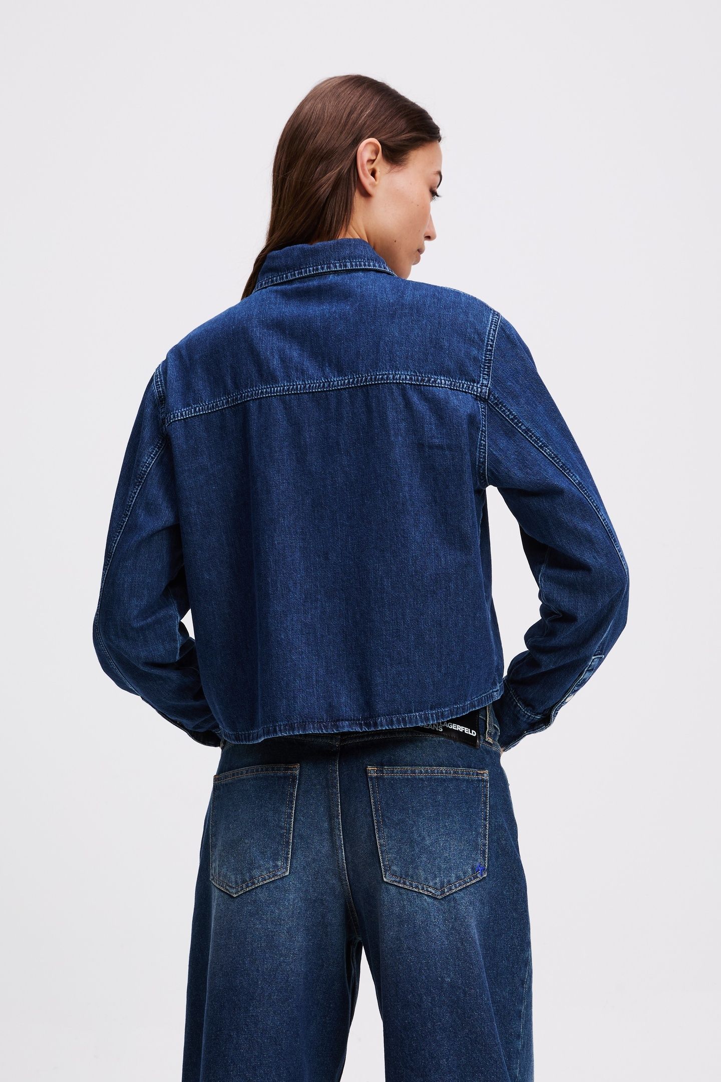 KLJ BOXY DENIM BLOUSE WASHED DARK BLUE 3