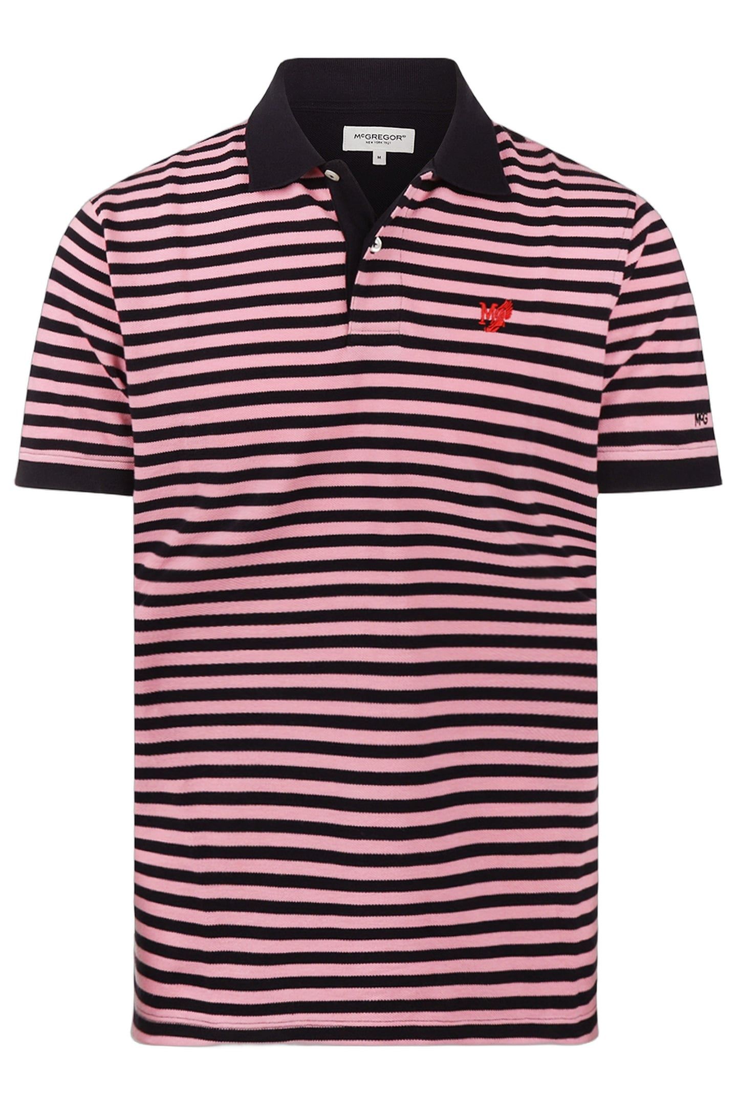PIQUE STRIPE POLO PINK 1