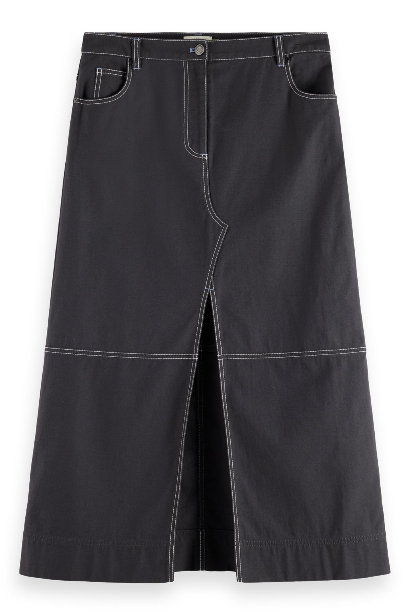 WORKWEAR MIDI SKIRT WITH FRONT SLIT CHARCOAL ART 5