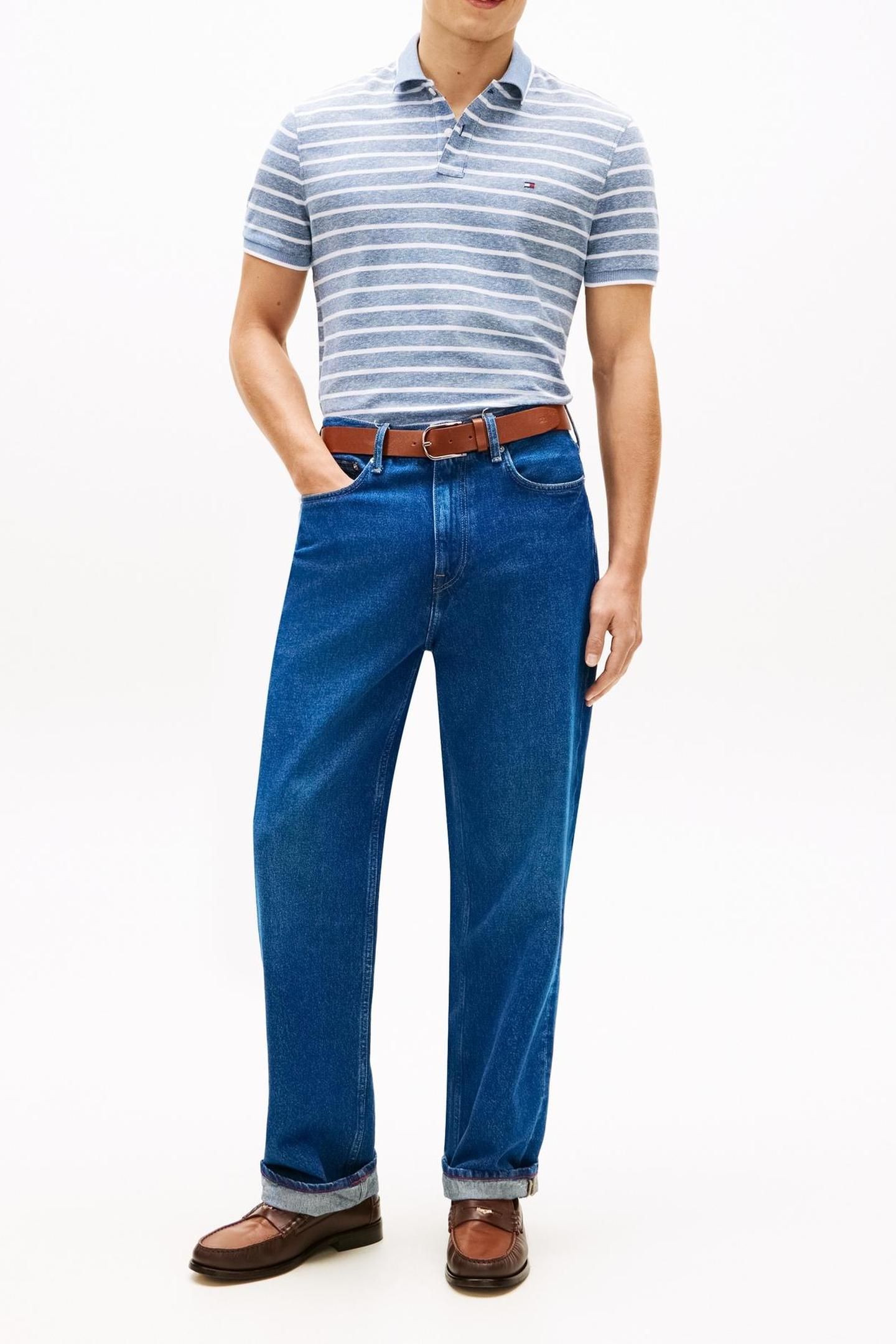 COTTON LINEN PIQUE POLO BLUE JEAN/WHITE 2