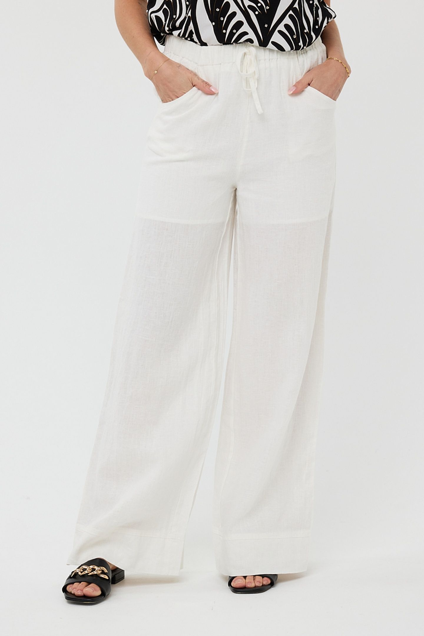 TROUSERS LINEN OFF WHITE 1