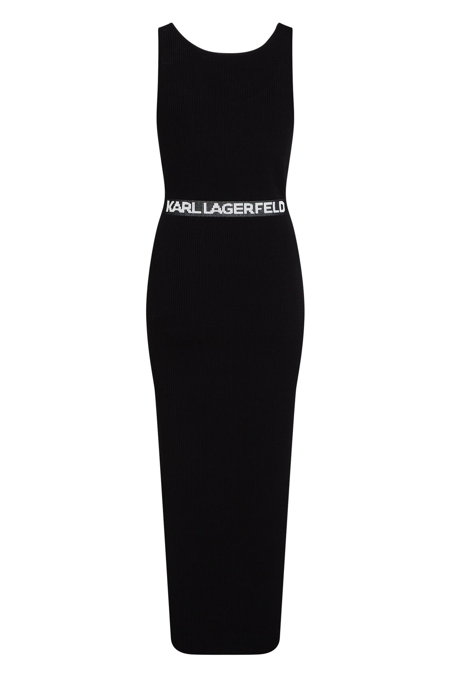 SLEEVELESS RIB KNIT DRESS BLACK 4