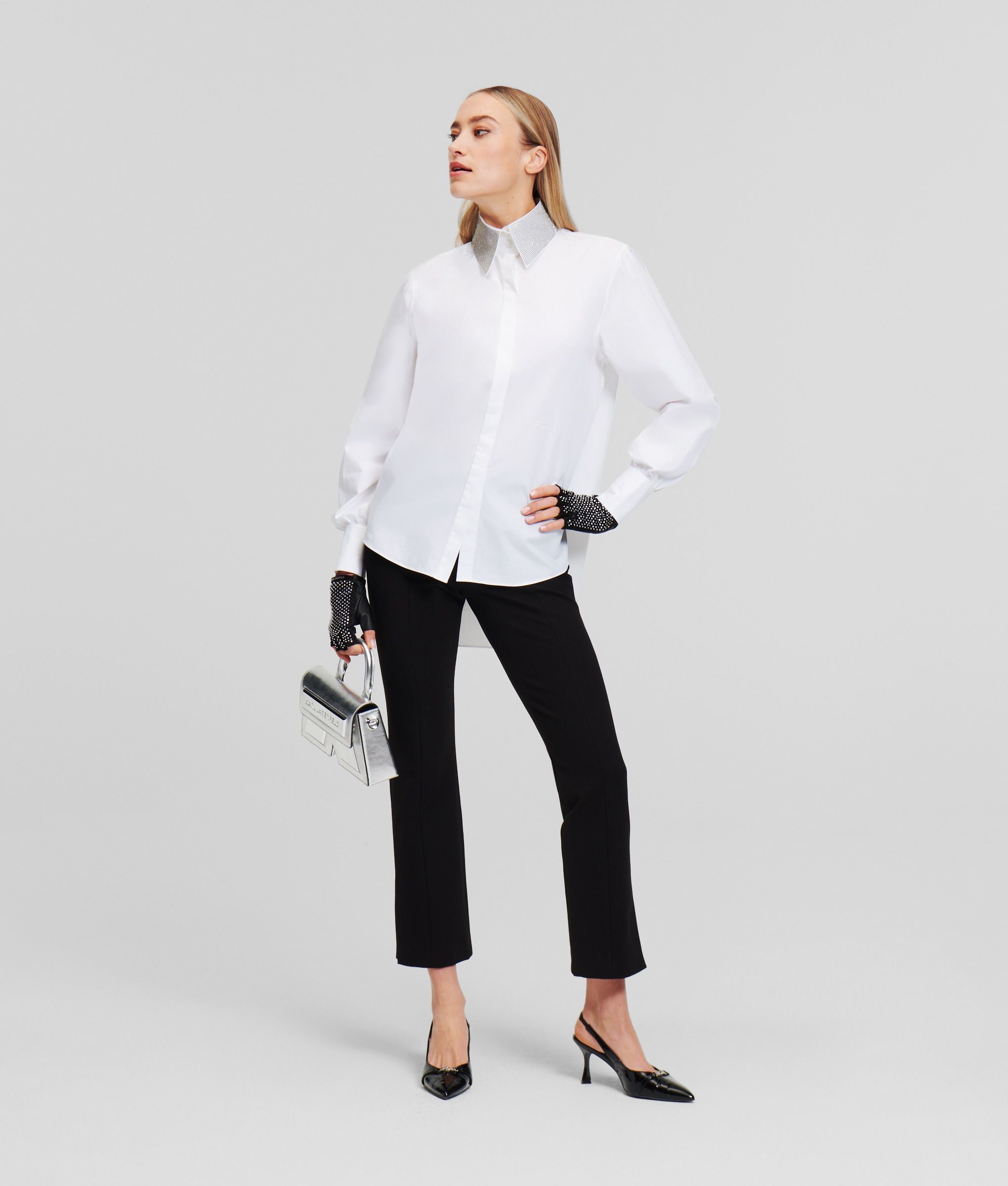 RHINESTONE COLLAR SHIRT WHITE 2