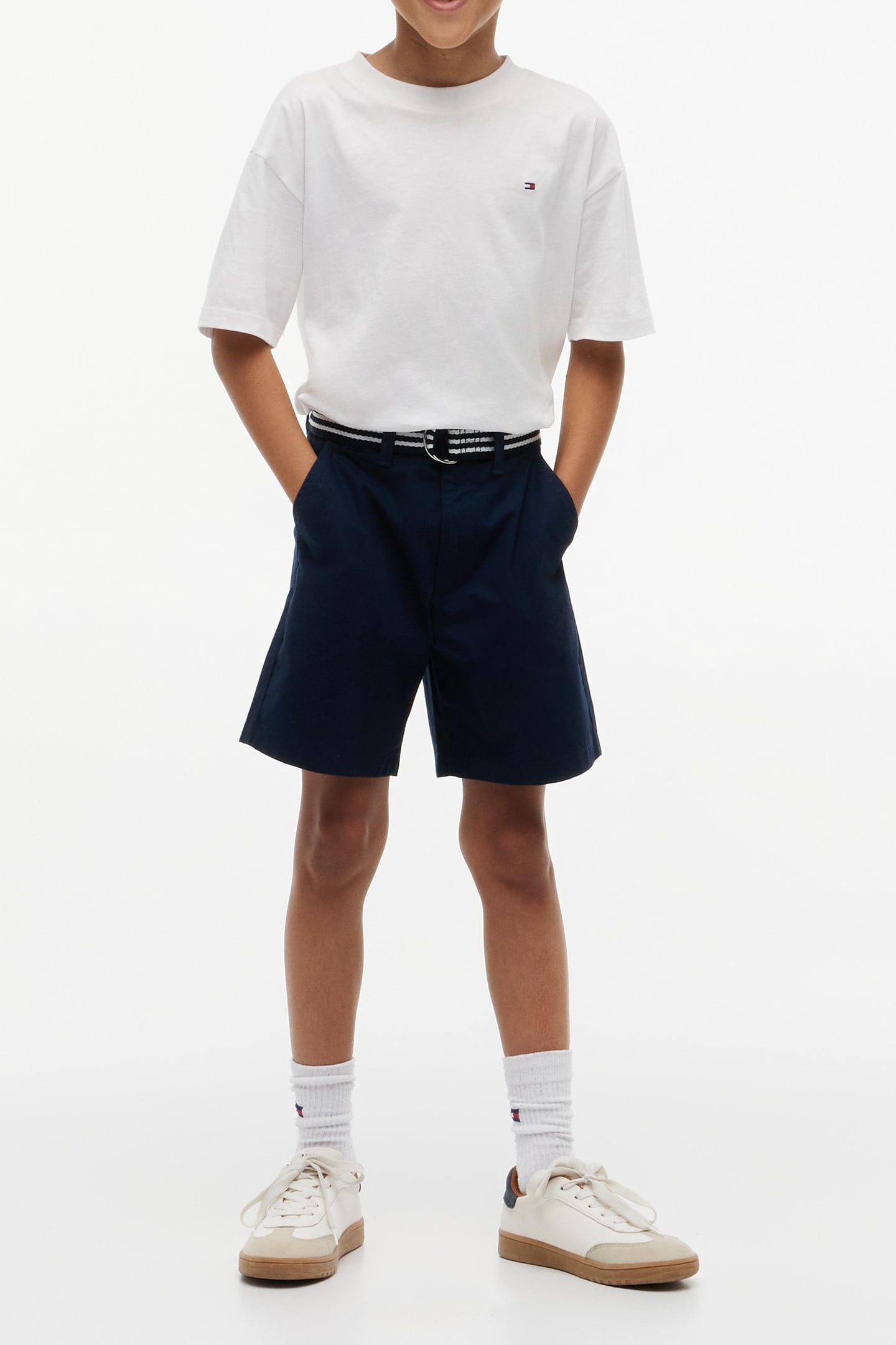 BOYS BAGGY CHINO BELTED SHORTS DARK NIGHT NAVY 1