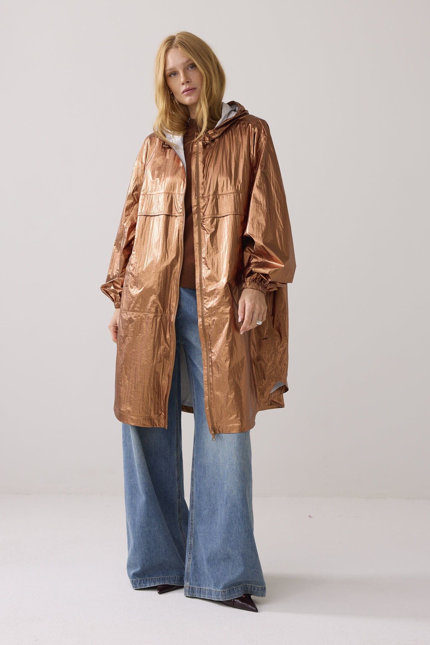 JACKET METALLIC RAIN CACAO 1