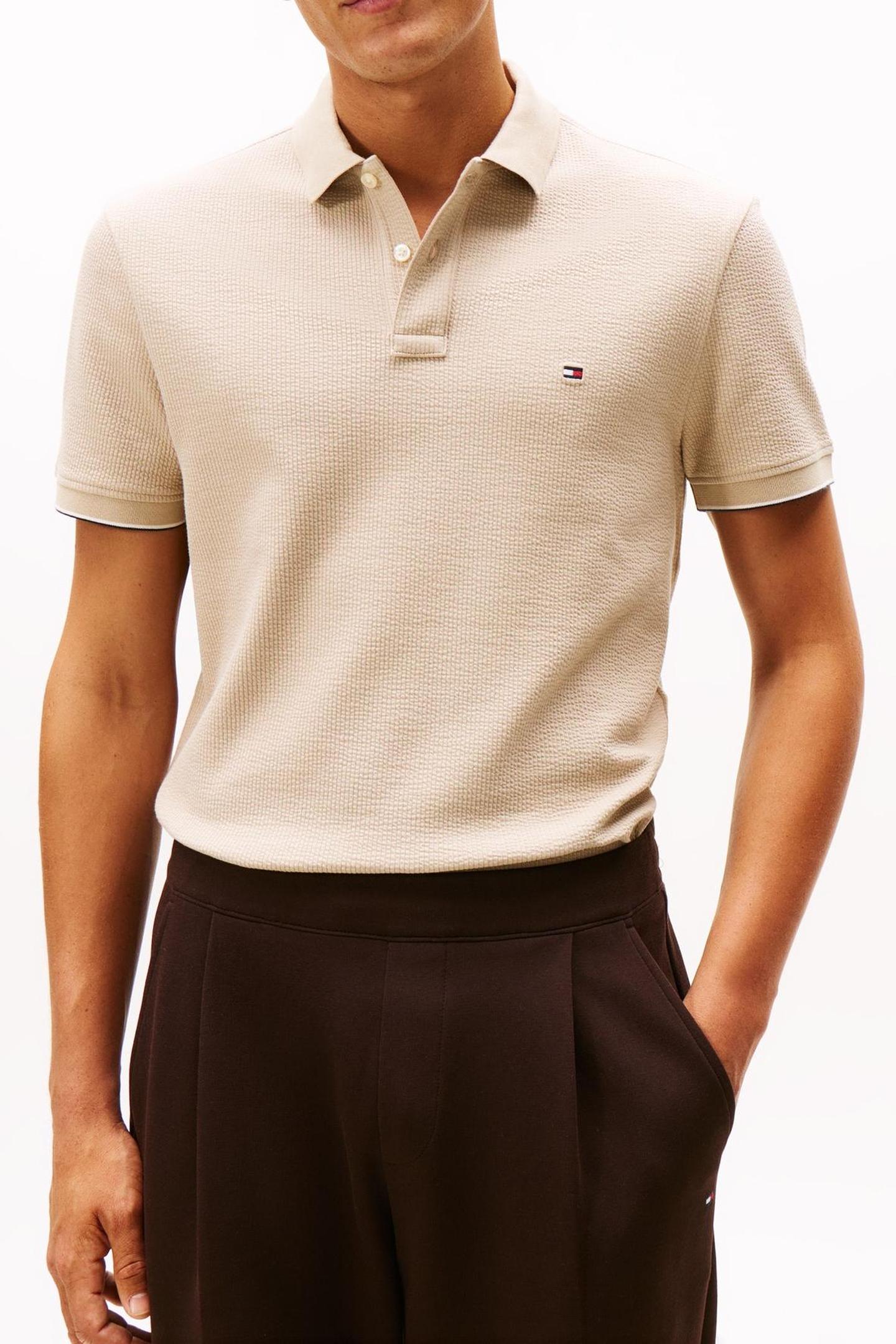 SEERSUCKER REGULAR POLO SANDALWOOD 1