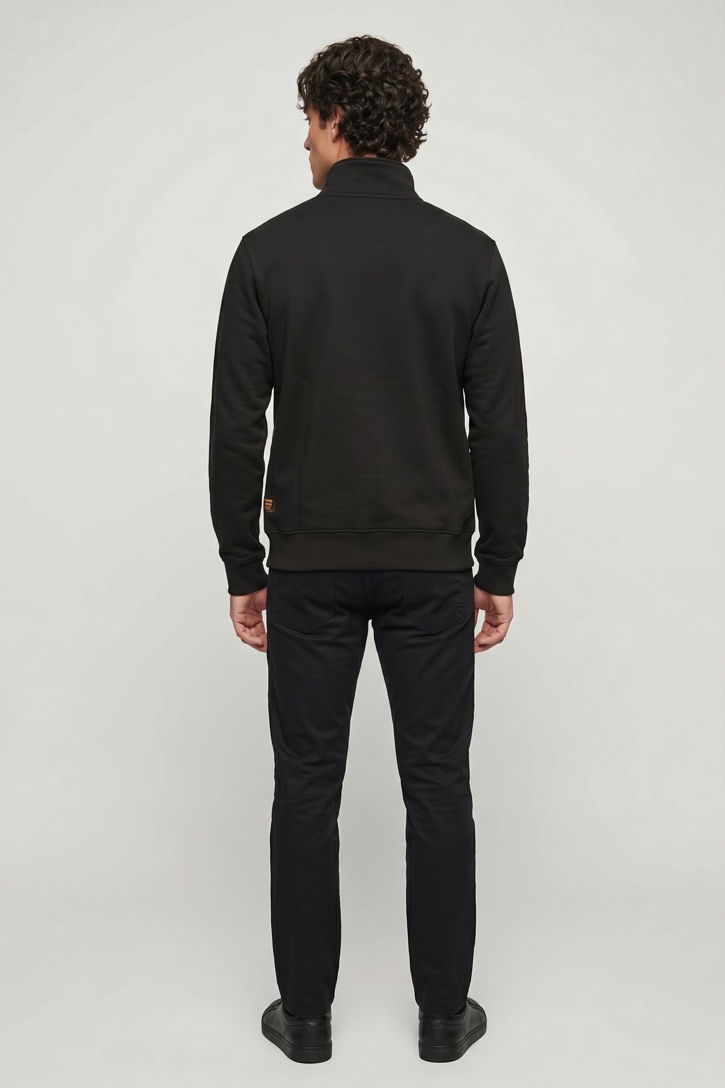 ZIP STAND UP COLLAR SWEAT L\S DK BLACK 2