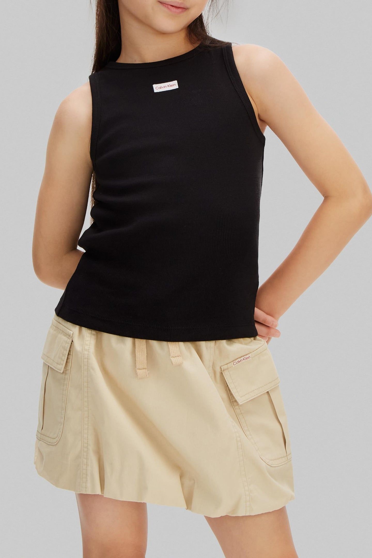 GIRLS RIB TANK TOP BLACK 1