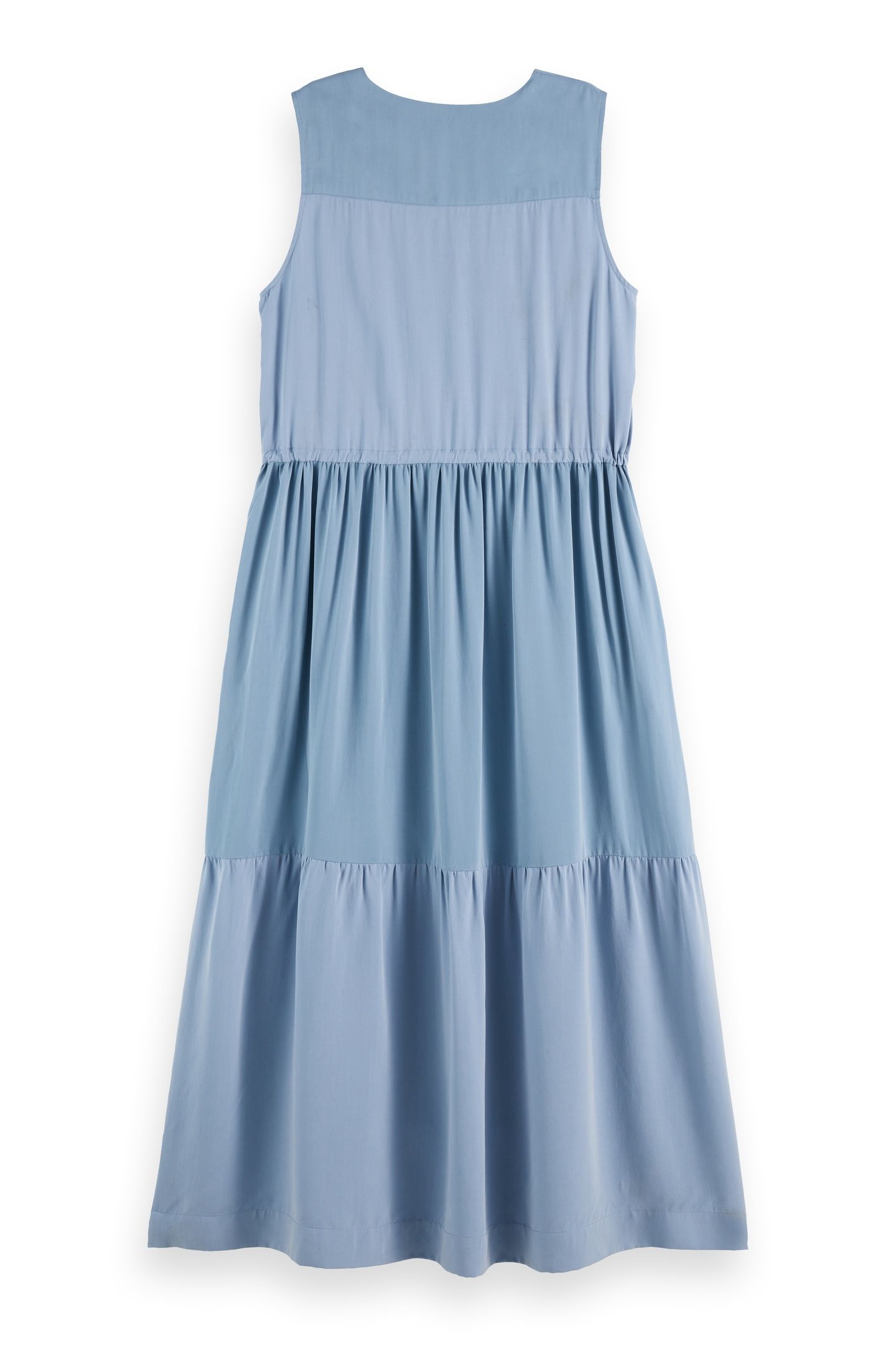 MIDI DRESS WITH GATHERED WAIST FADED DENIM 4