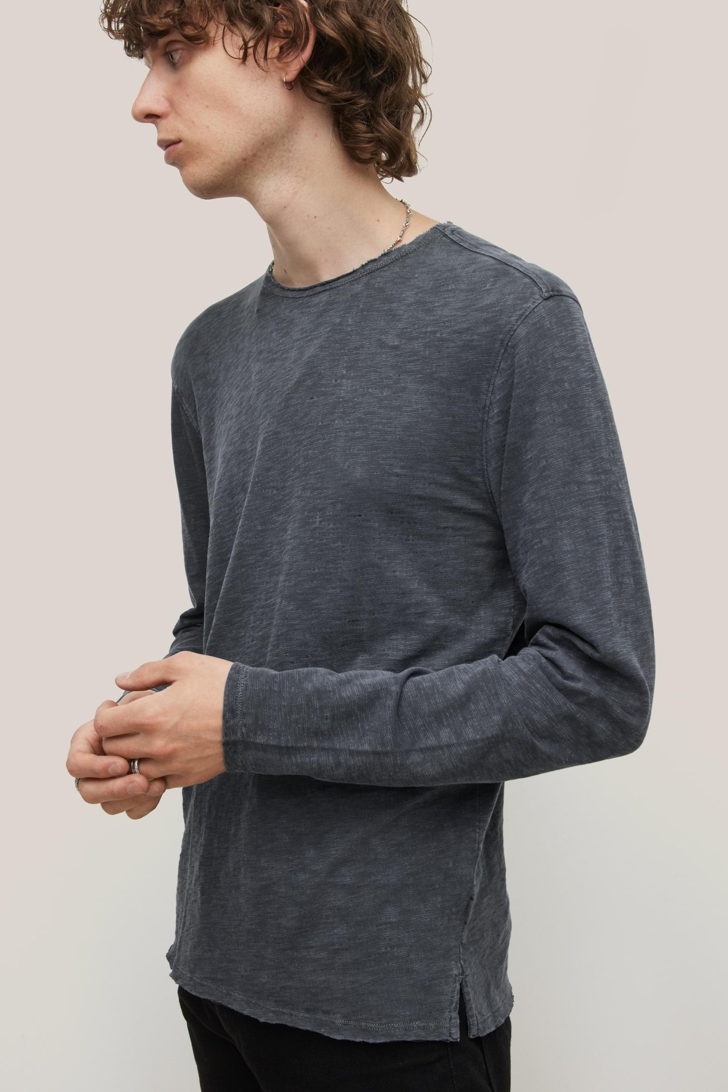 BLAKE SLUB CREW W RAW EDG DARK NAVY 2