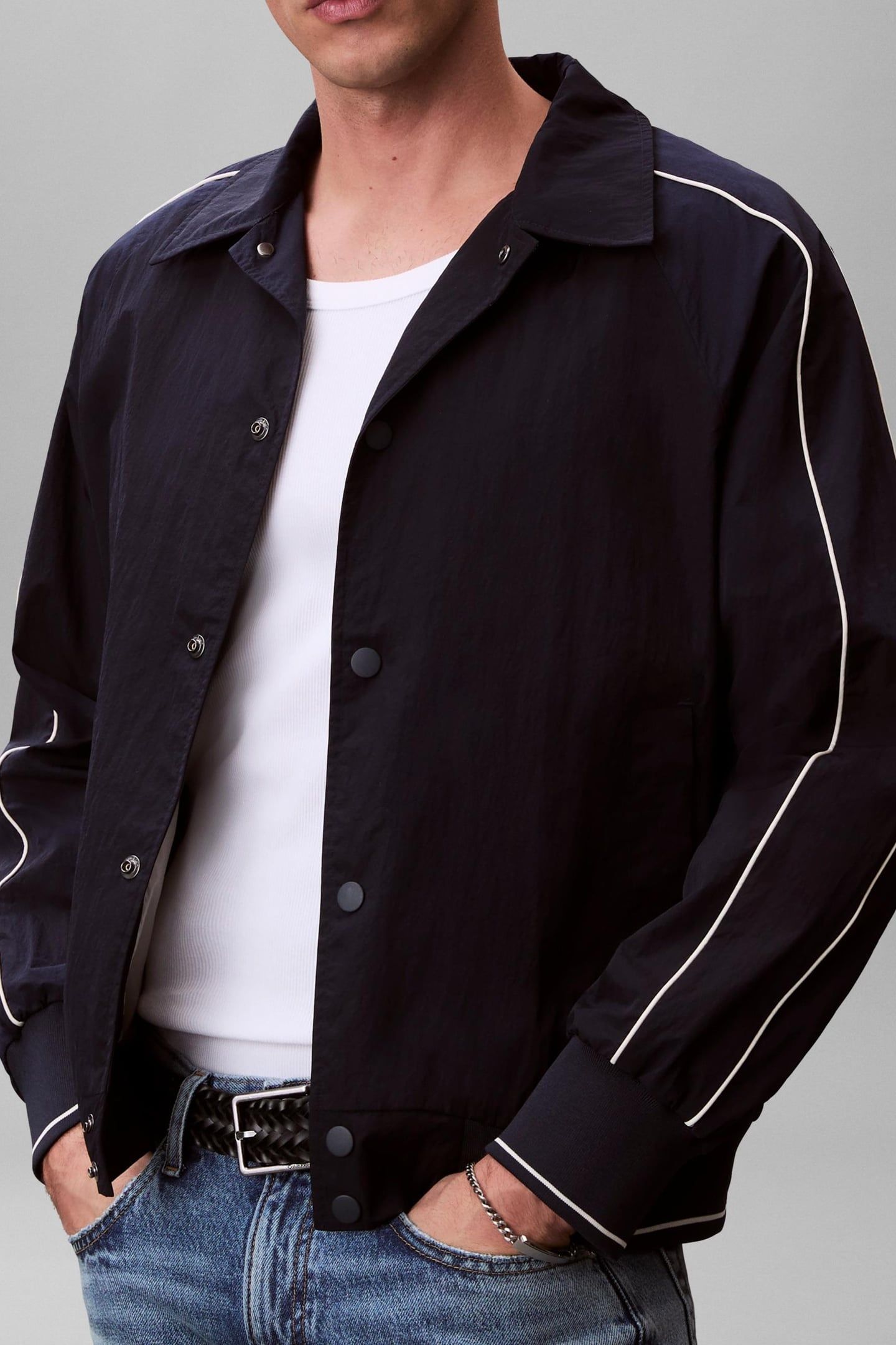 LS NYLON SNAP BOMBER JACKET DARK SAPPHIRE 6