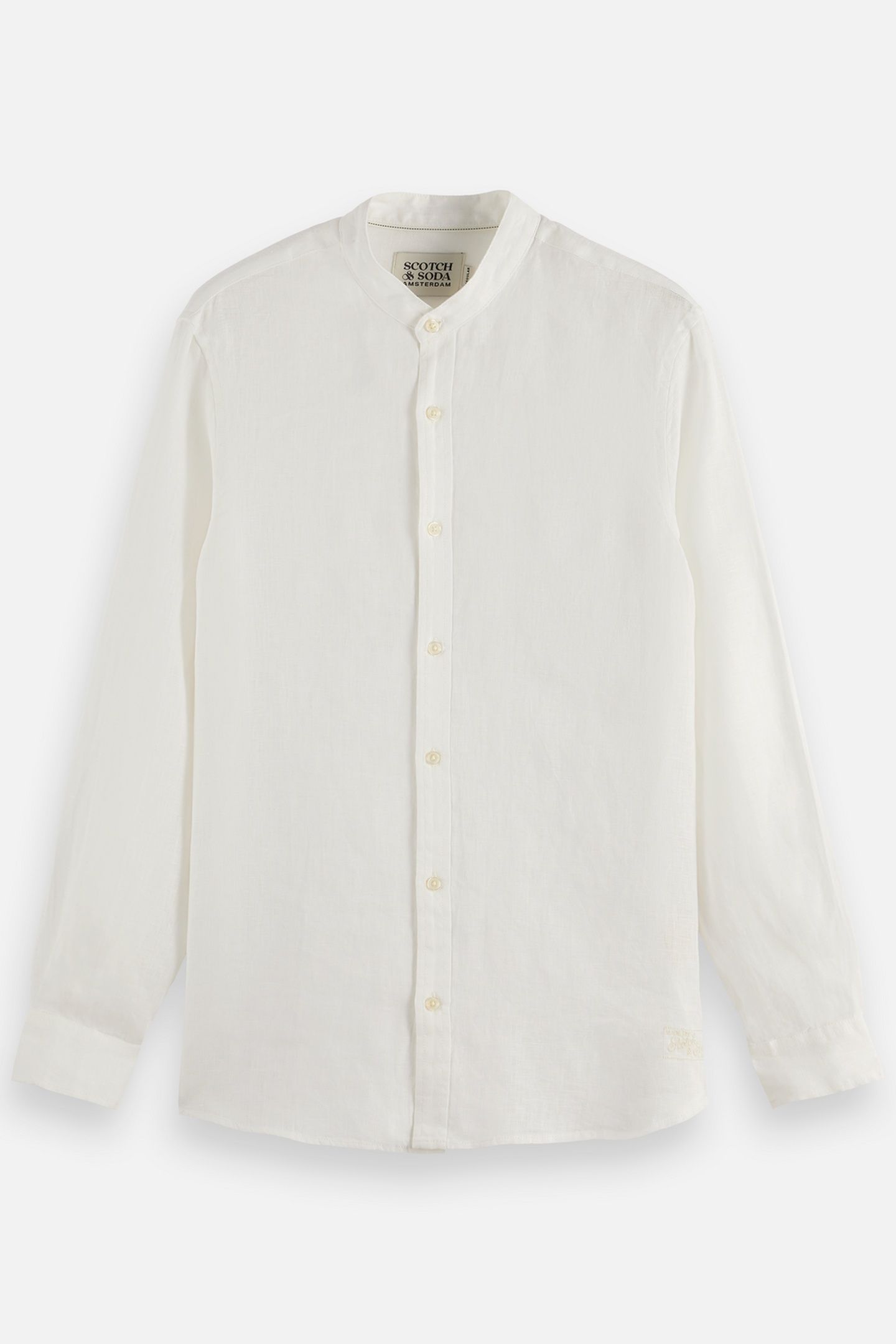 LINEN SHIRT LS STAND UP COLLAR OFF WHITE 4