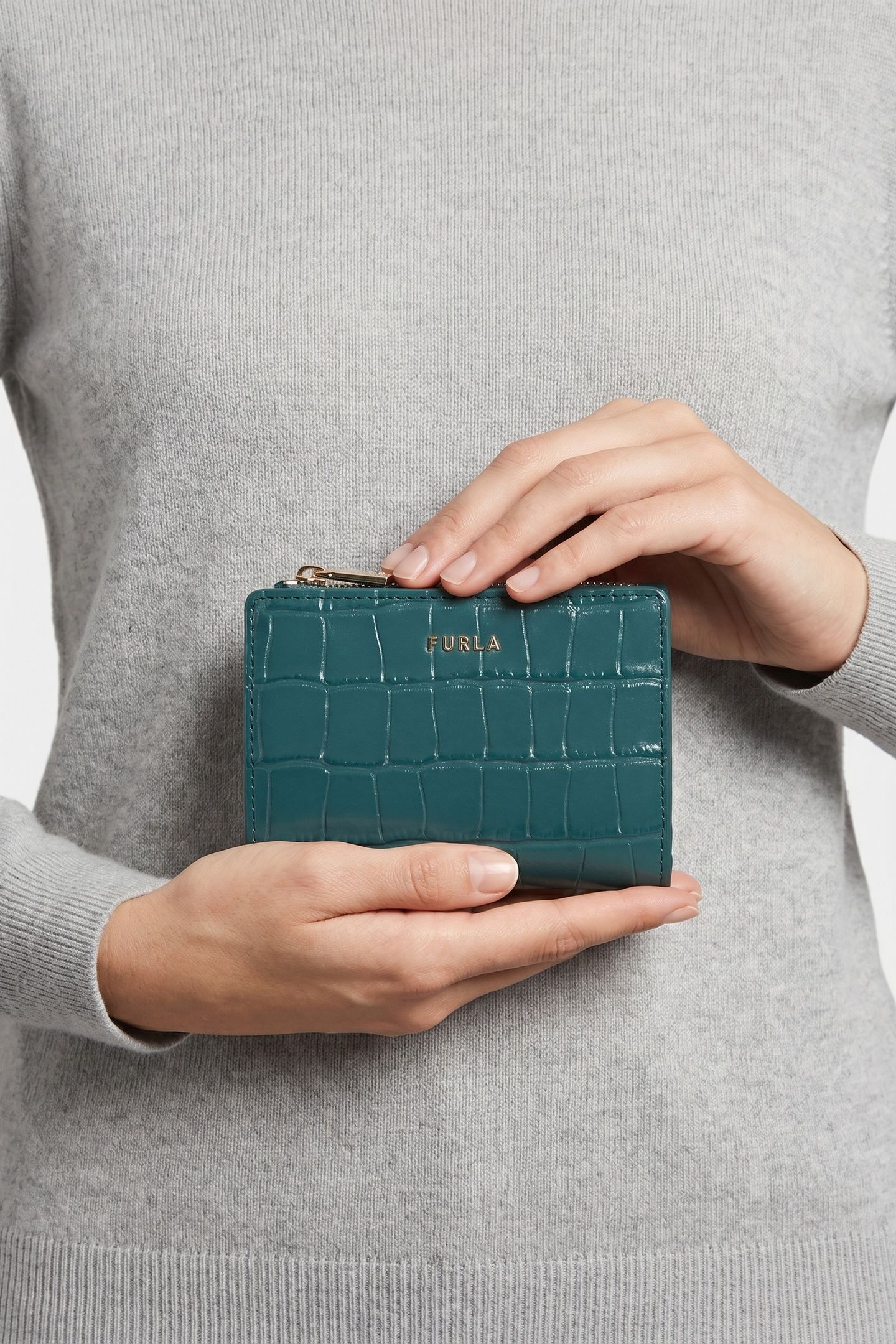 CLASSIC SMALL BI-FOLD W/ ZIP TEAL+NERO 5
