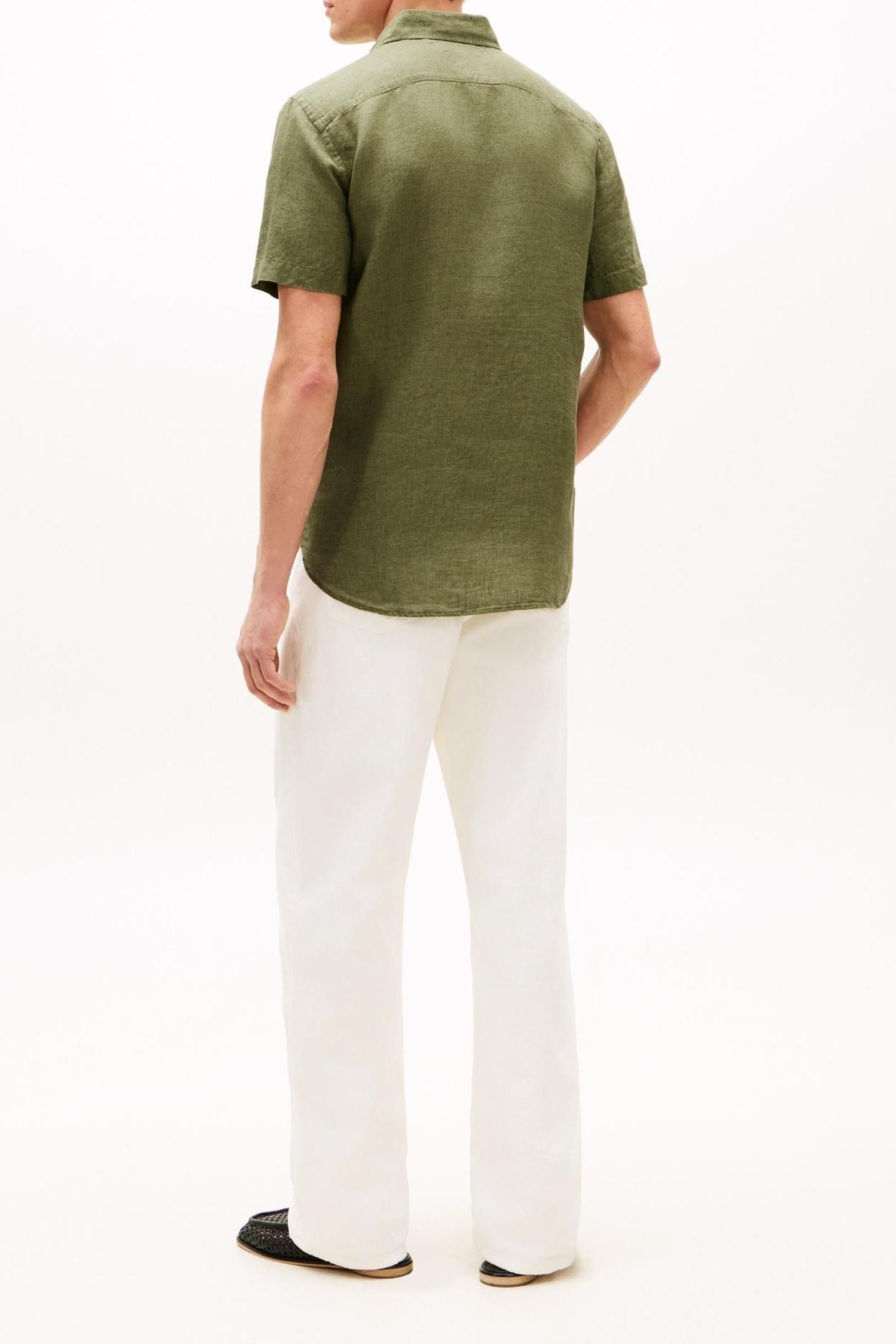 PIGMENT DYED LINEN SHIRT DARK ARTICHOKE 3