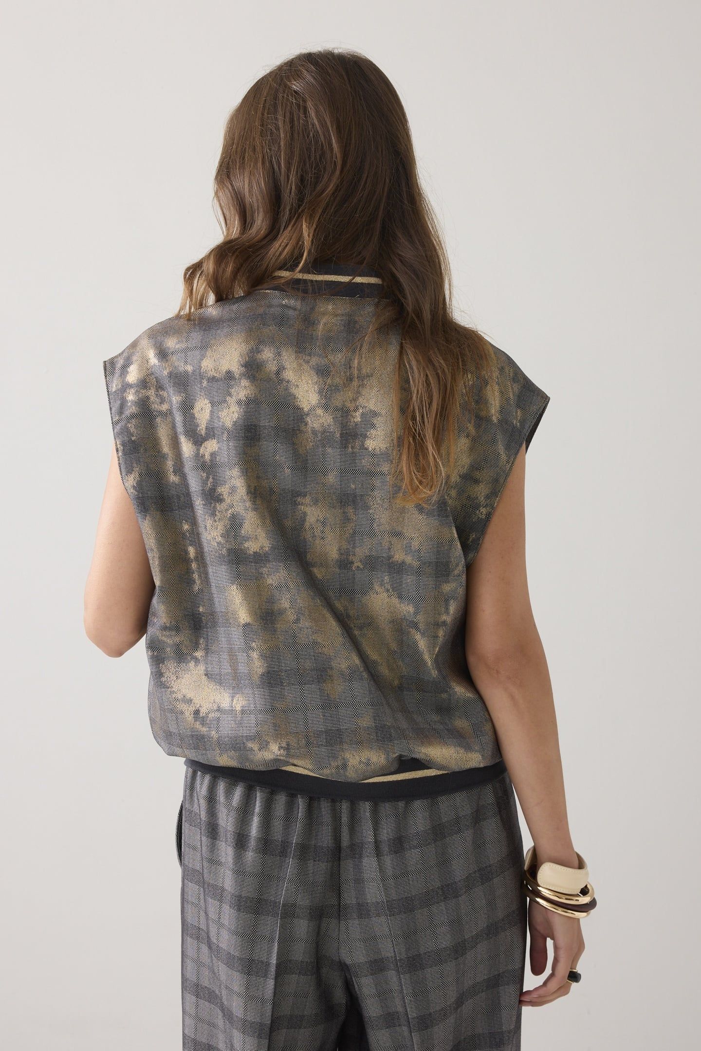 GILET CHECK WITH FOIL BLACK 2