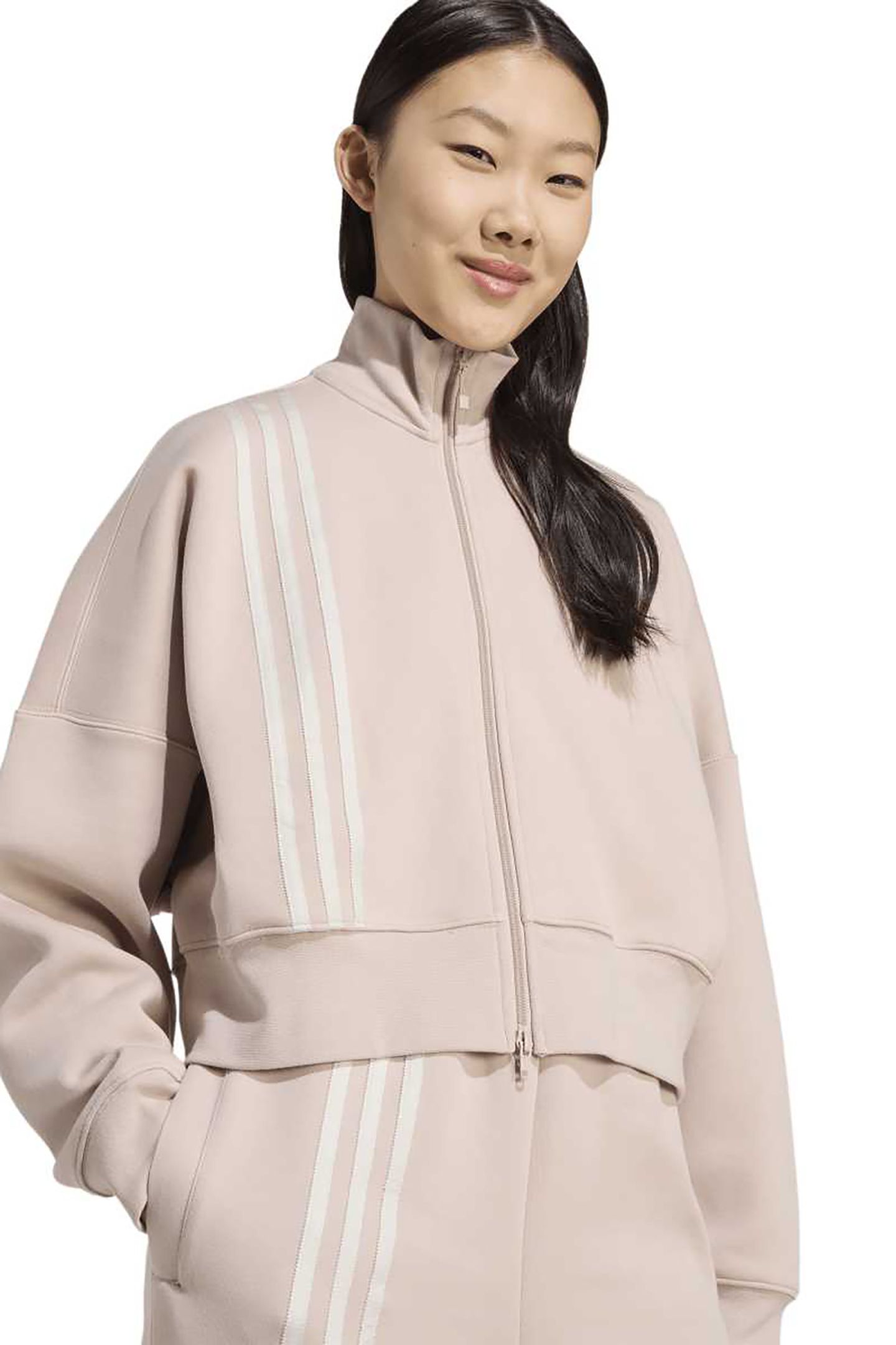 ORIGINALS OFF PLACED 3 STRIPES ZIP UP WONDER TAUPE 5