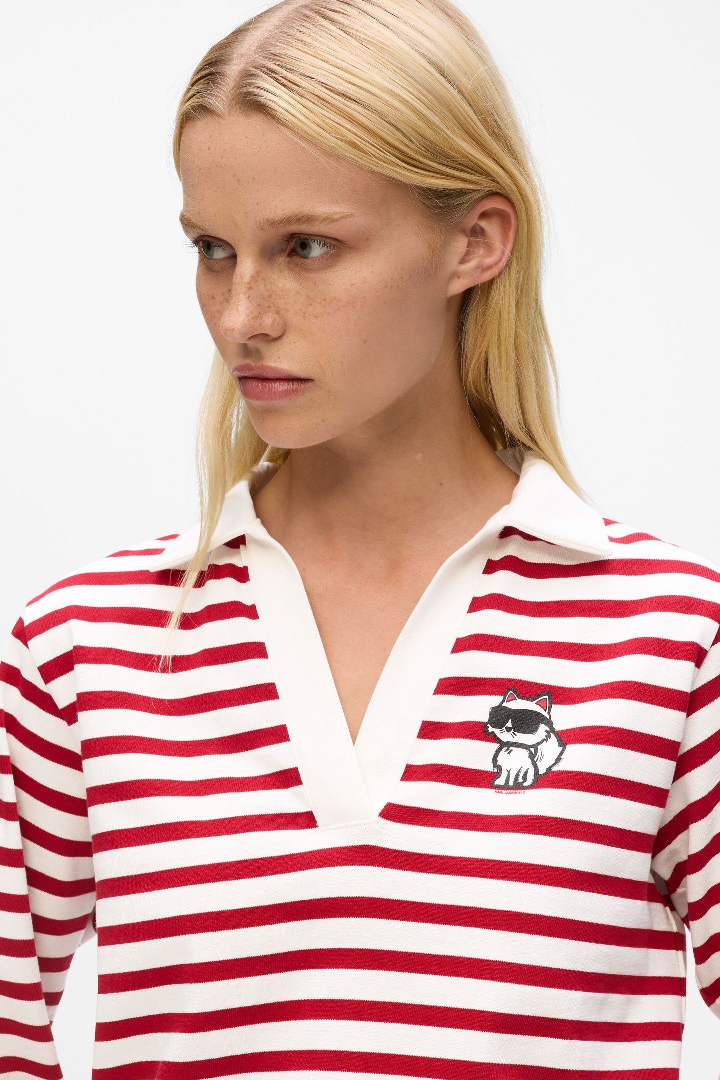 IKON SKETCH STRIPE LONGSLEEVE POLO SCARLET SAGE-CREAM 3