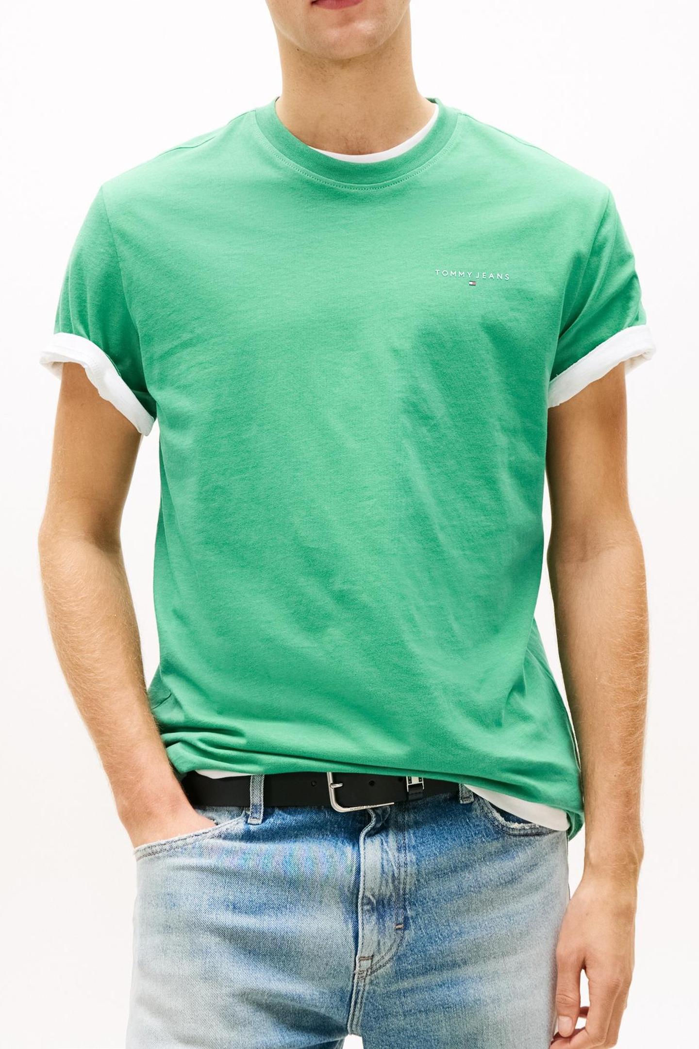 TJM SLIM LINEAR SS TEE ECRU/BAHAMA GREEN 3