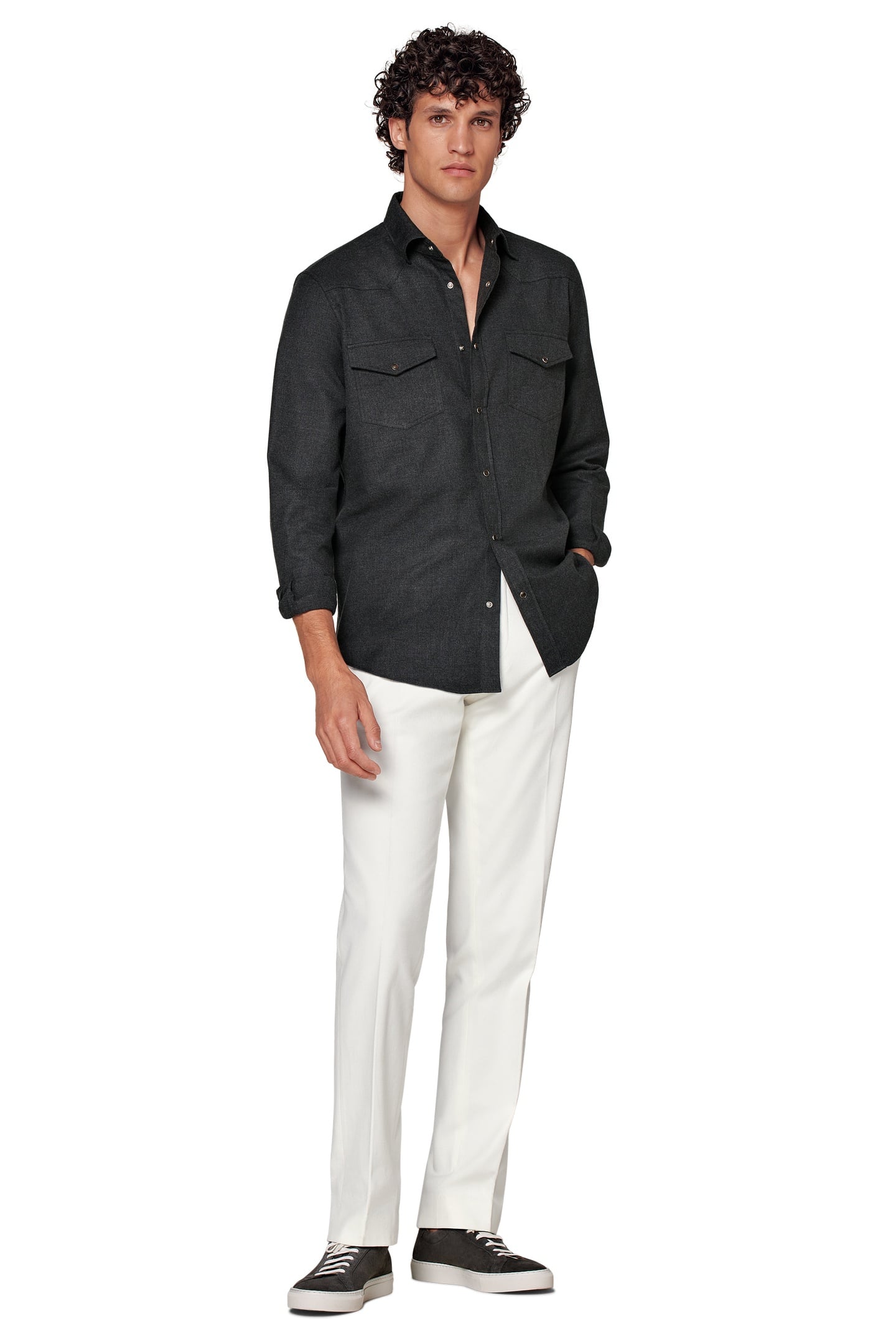 WESTERN FLANNEL CASUAL SHIRTS DARK GREY 2