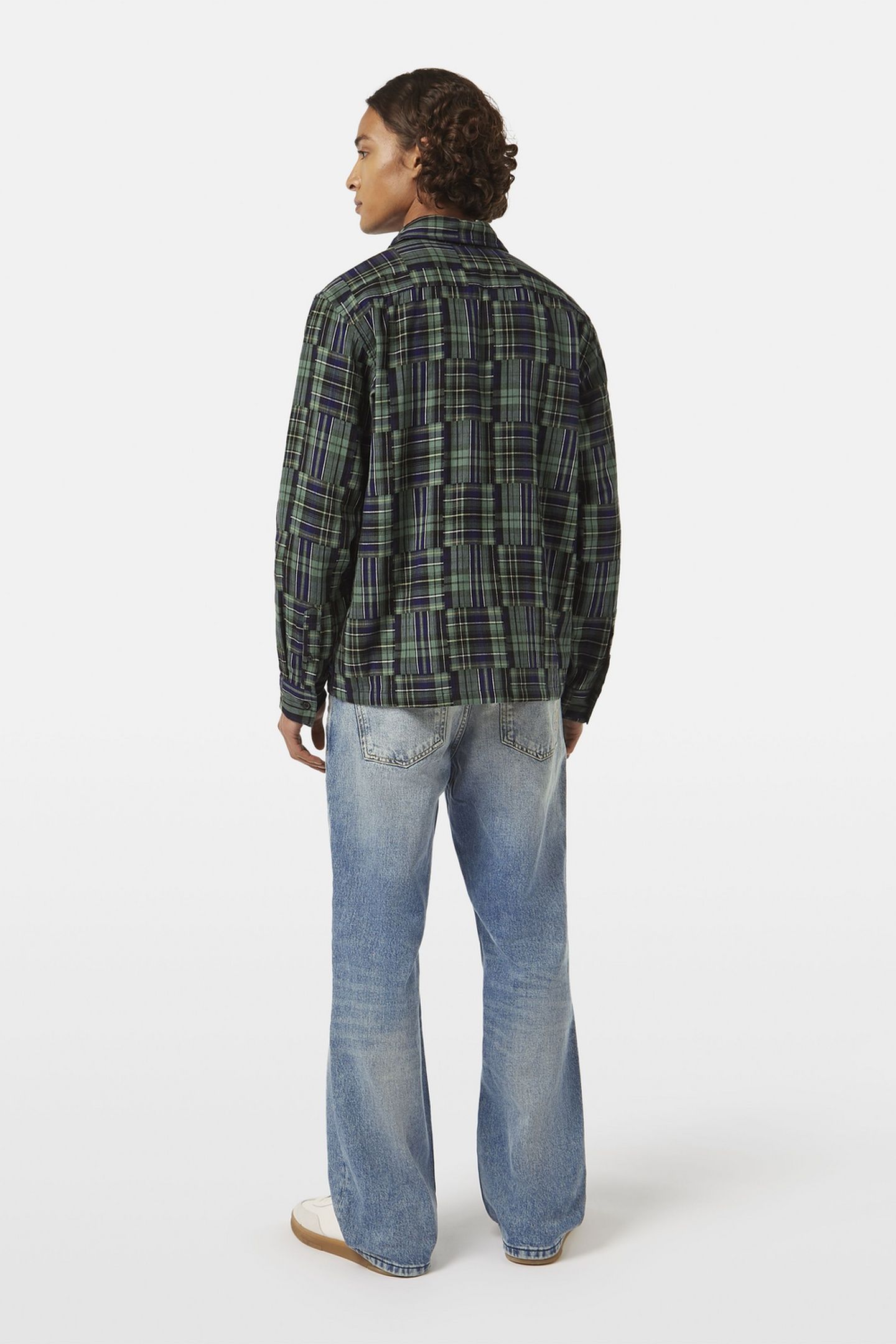 RELAXED FIT PATCHWORK SHIRT NAVY CHECK 3