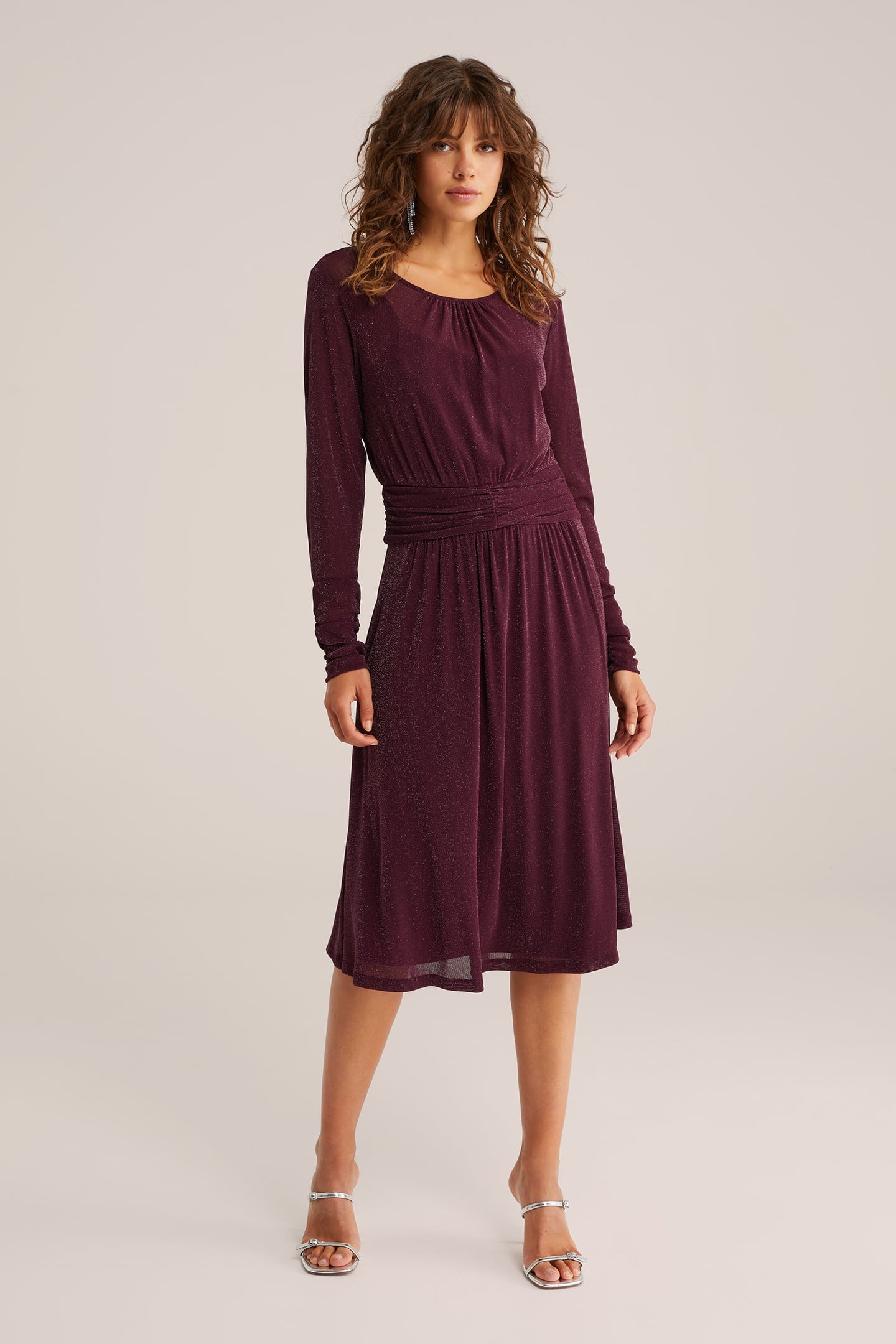 DRESS MID LENGTH BURGUNDY RED 1