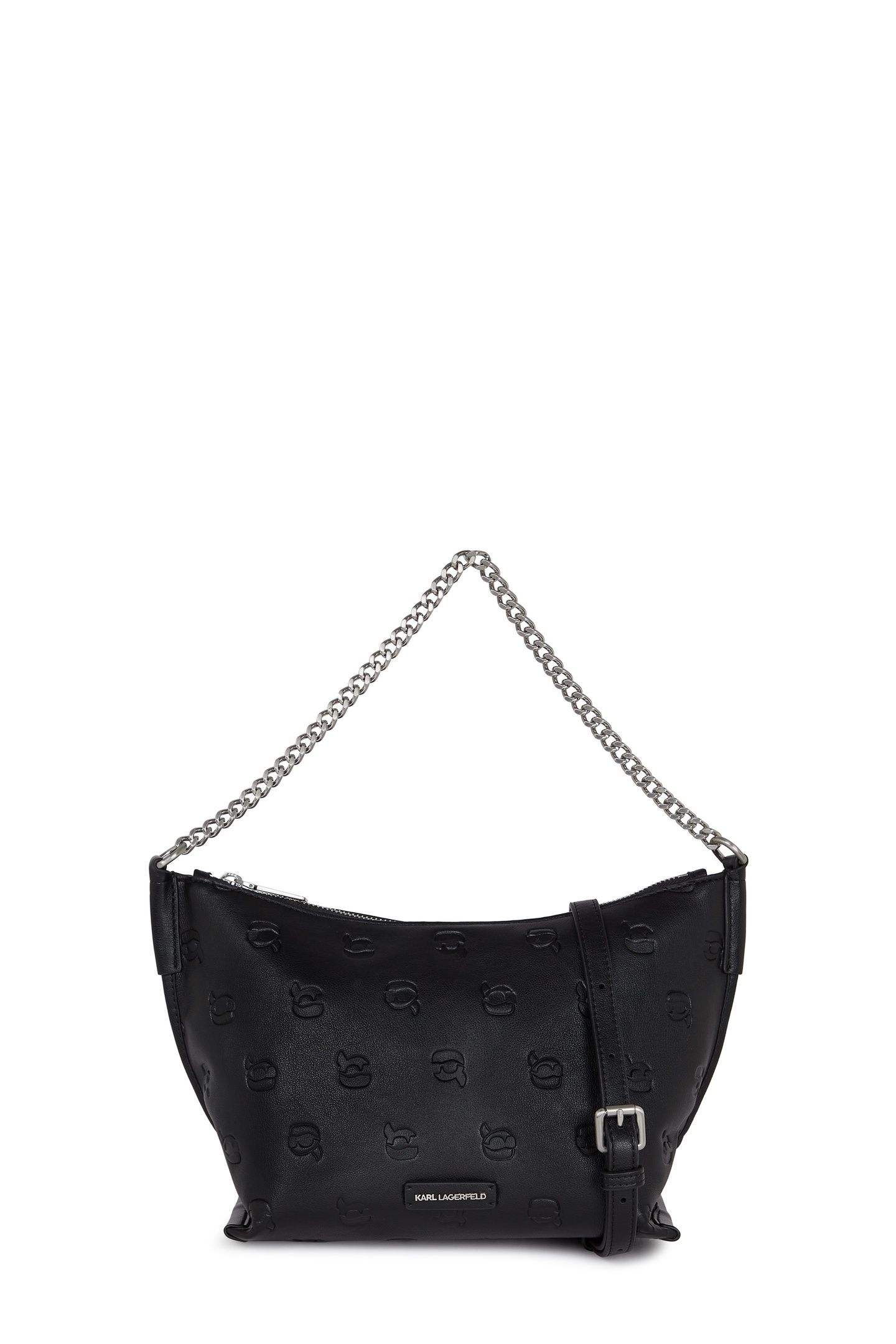 IKON MONOGRAM ZIP SHOULDER BAG AOP TONAL BLACK 1