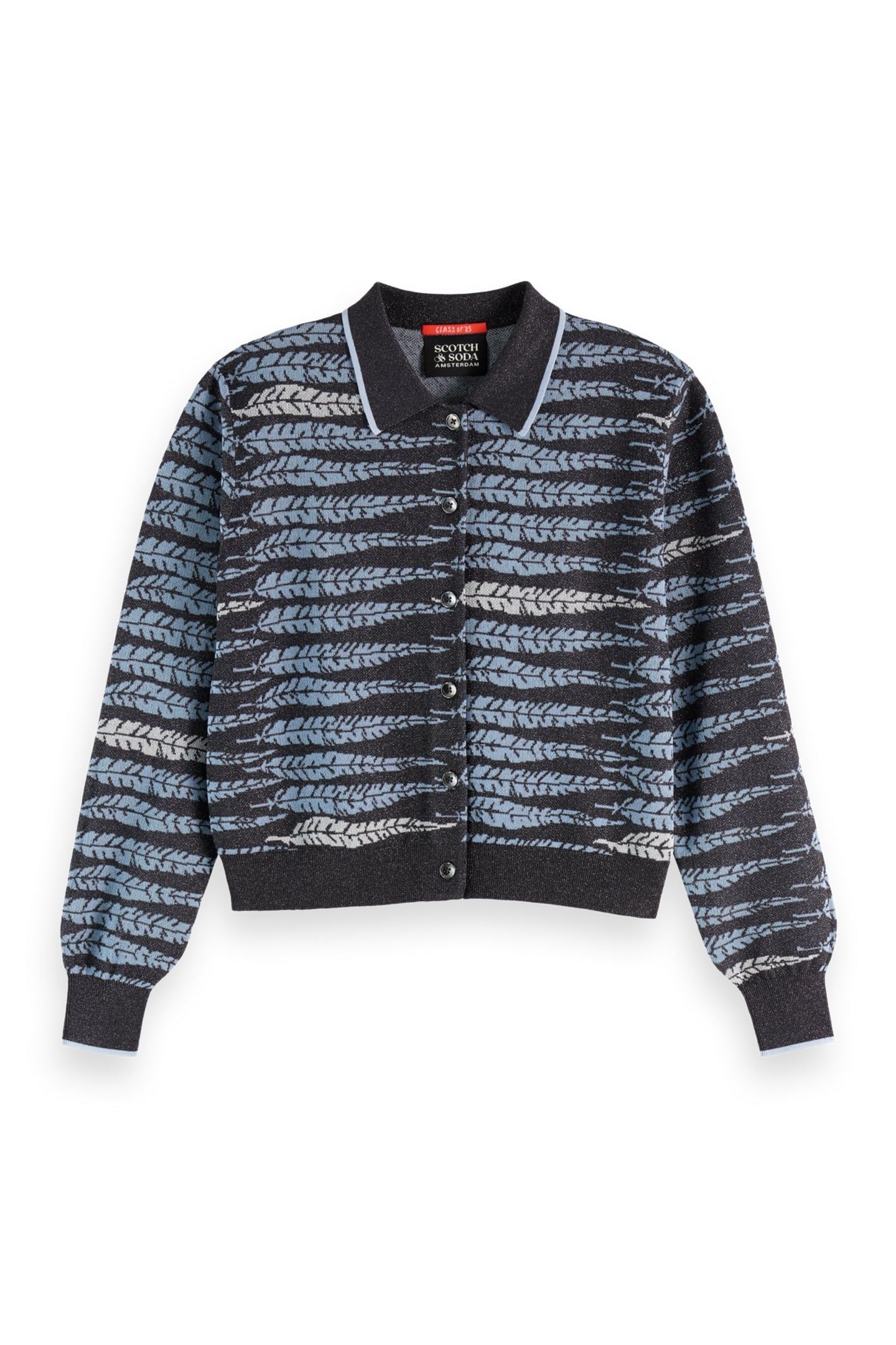 LUREX JACQUARD CARDIGAN CHARCOAL ART 4