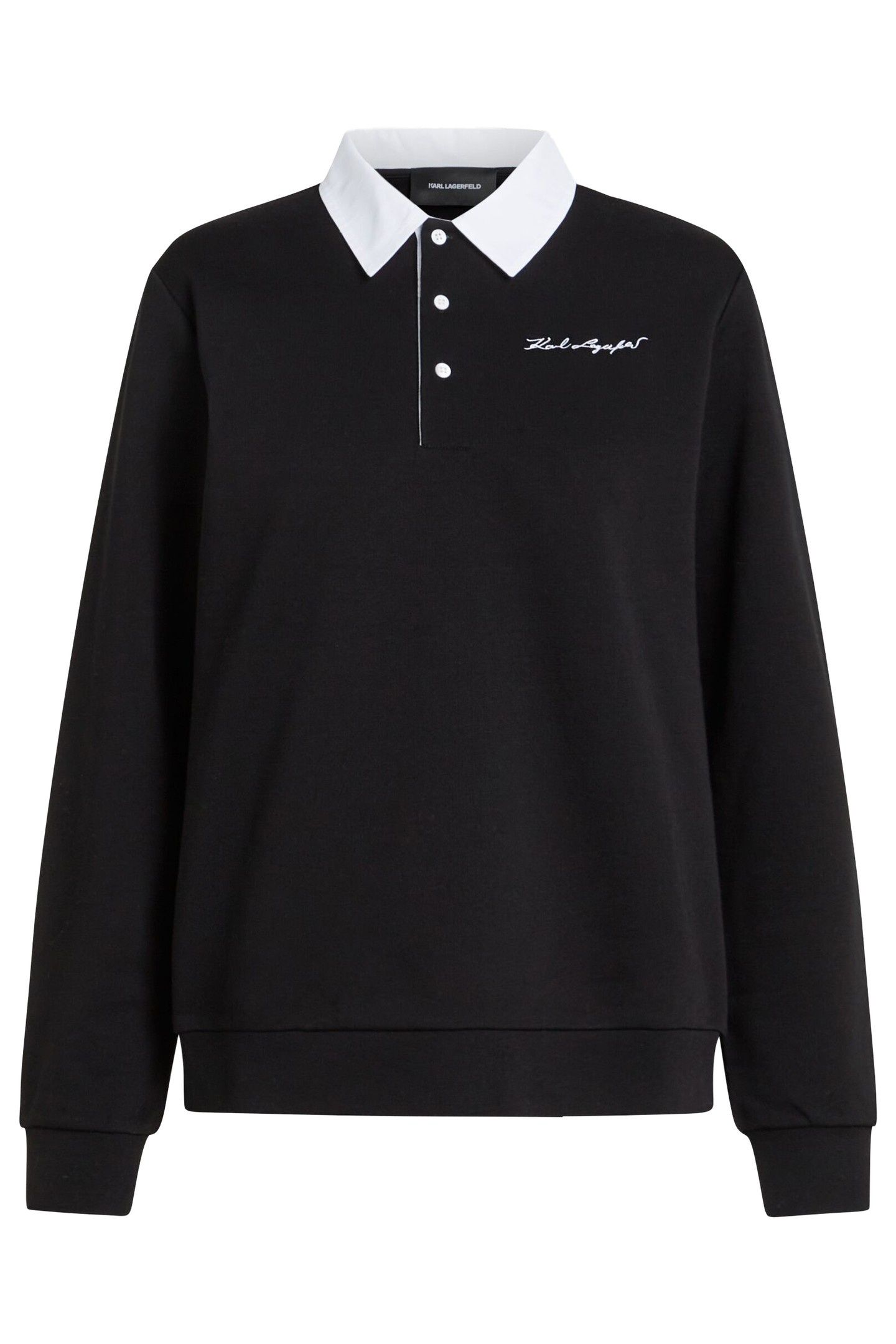 POPLIN COLLAR SWEATSHIRT BLACK 1