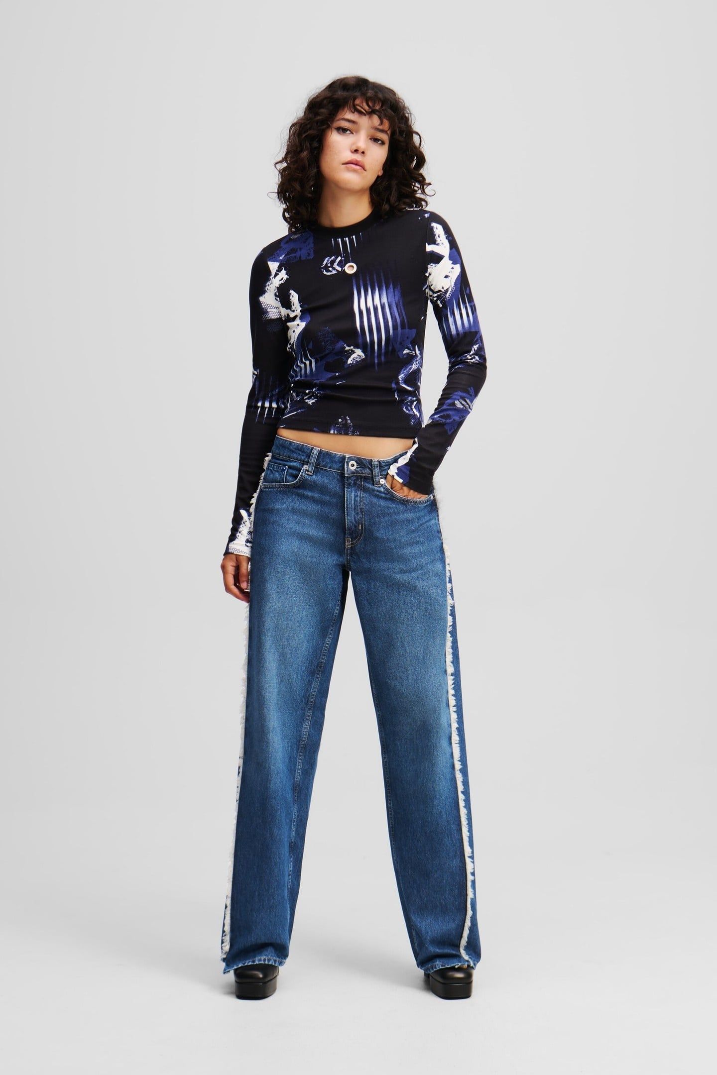 RELAXED SEAMED DENIM WASHED DARK BLUE 1