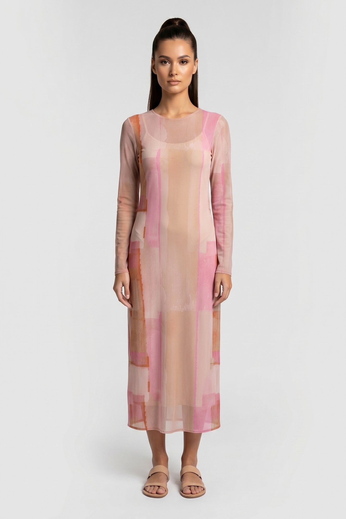 ZED MESH DRESS PINK 1