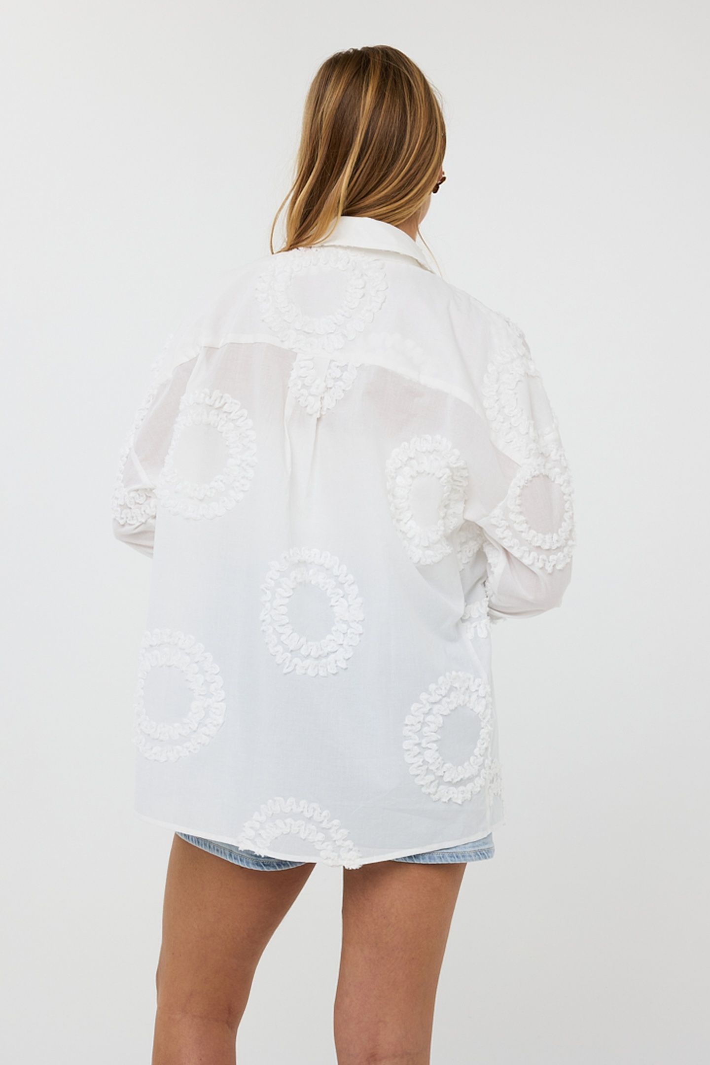 BLOUSE 3D CIRCLED EMBROIDERY OFF WHITE 3