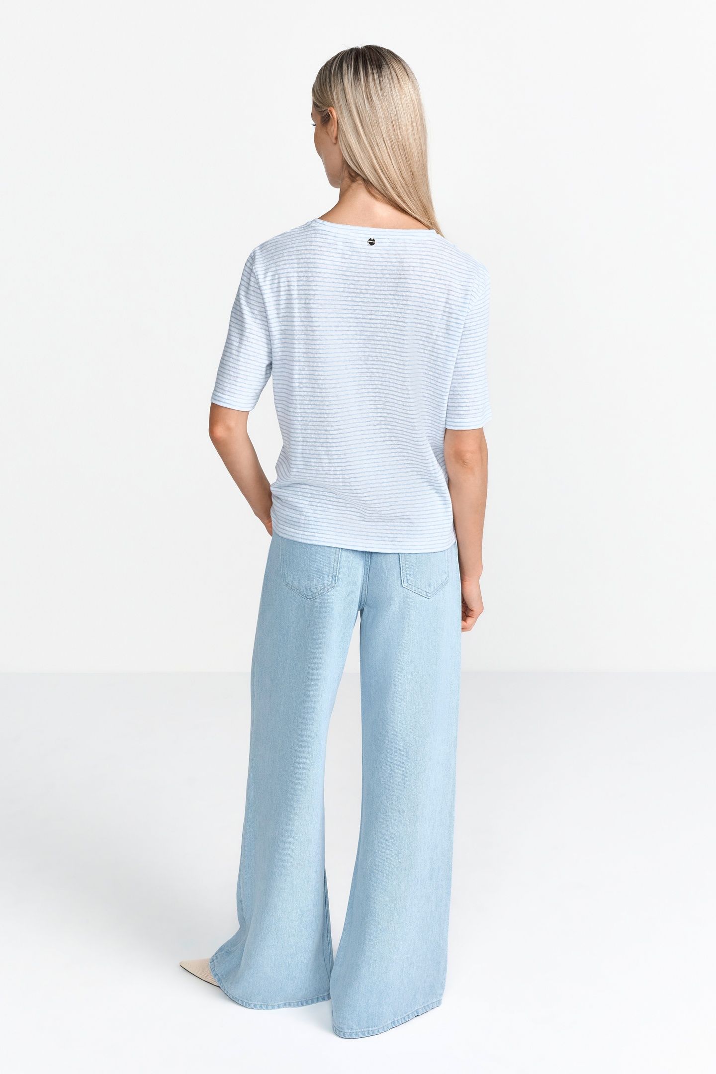 STRIPED LINEN T-SHIRT SUSTAINABLE CLEAR SKY 3