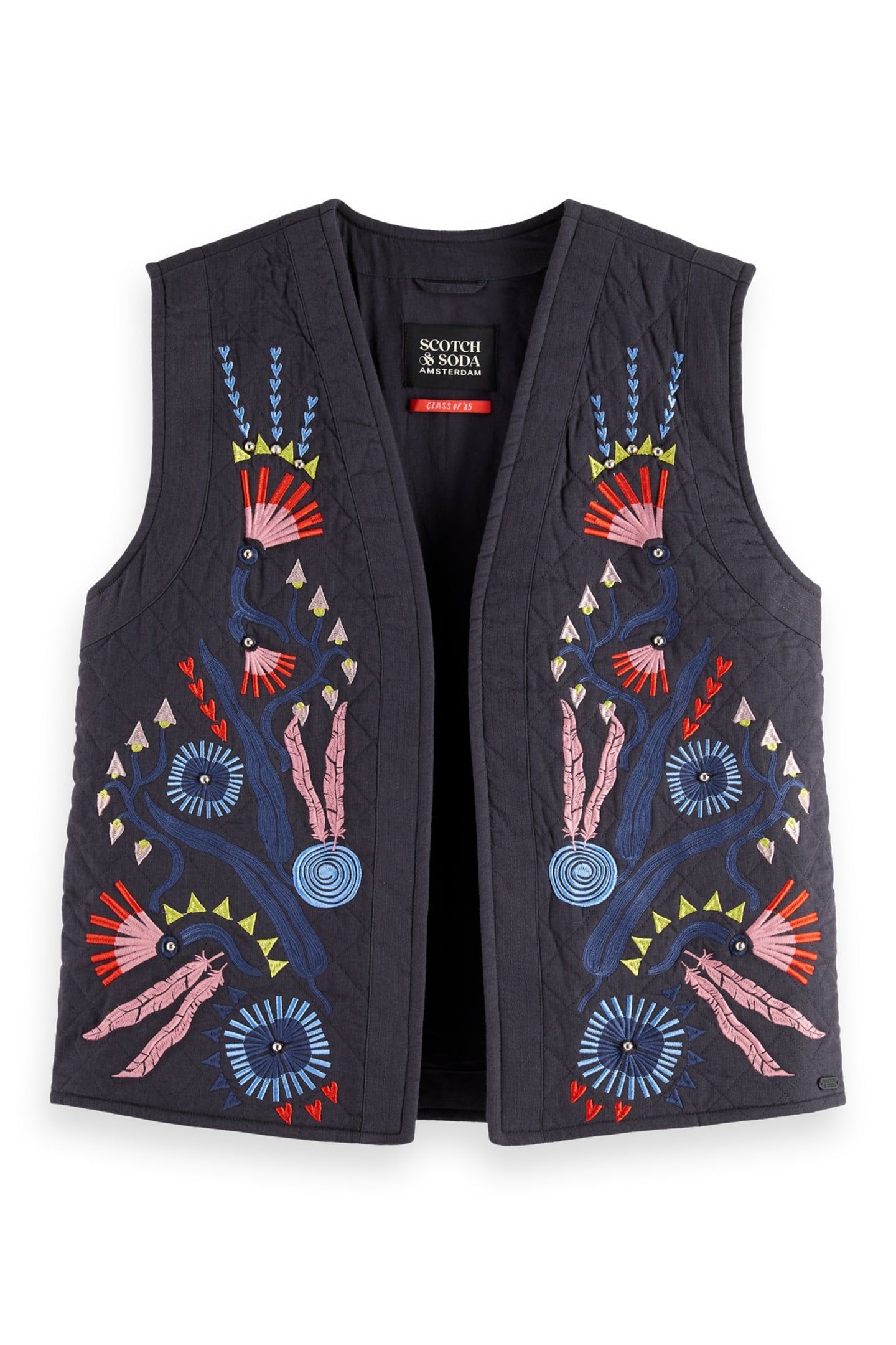 EMBROIDERED GILET CHARCOAL ART 5