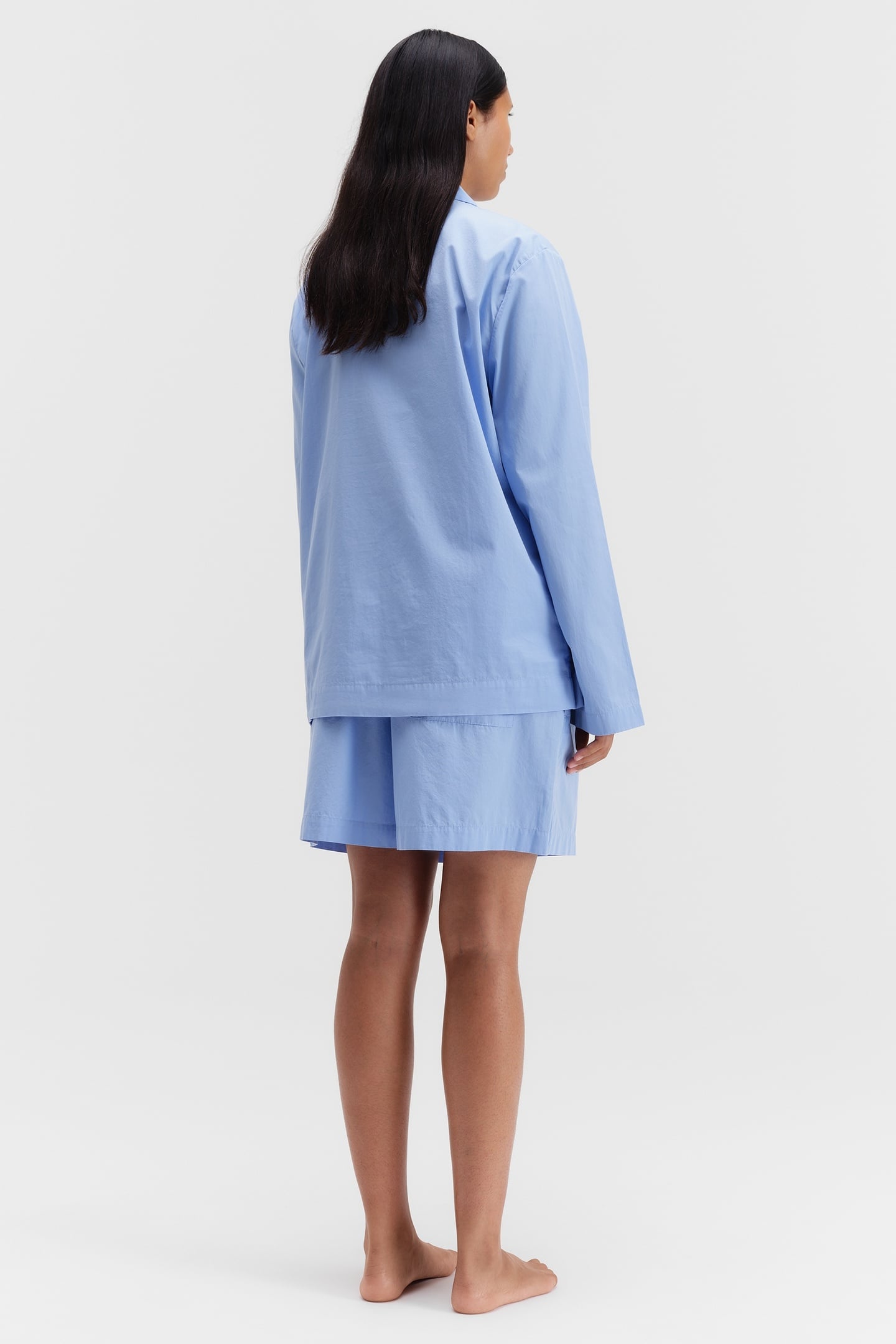 UNISEX POPLIN, PYJAMAS SHORTS CORNFLOWER BLUE 3