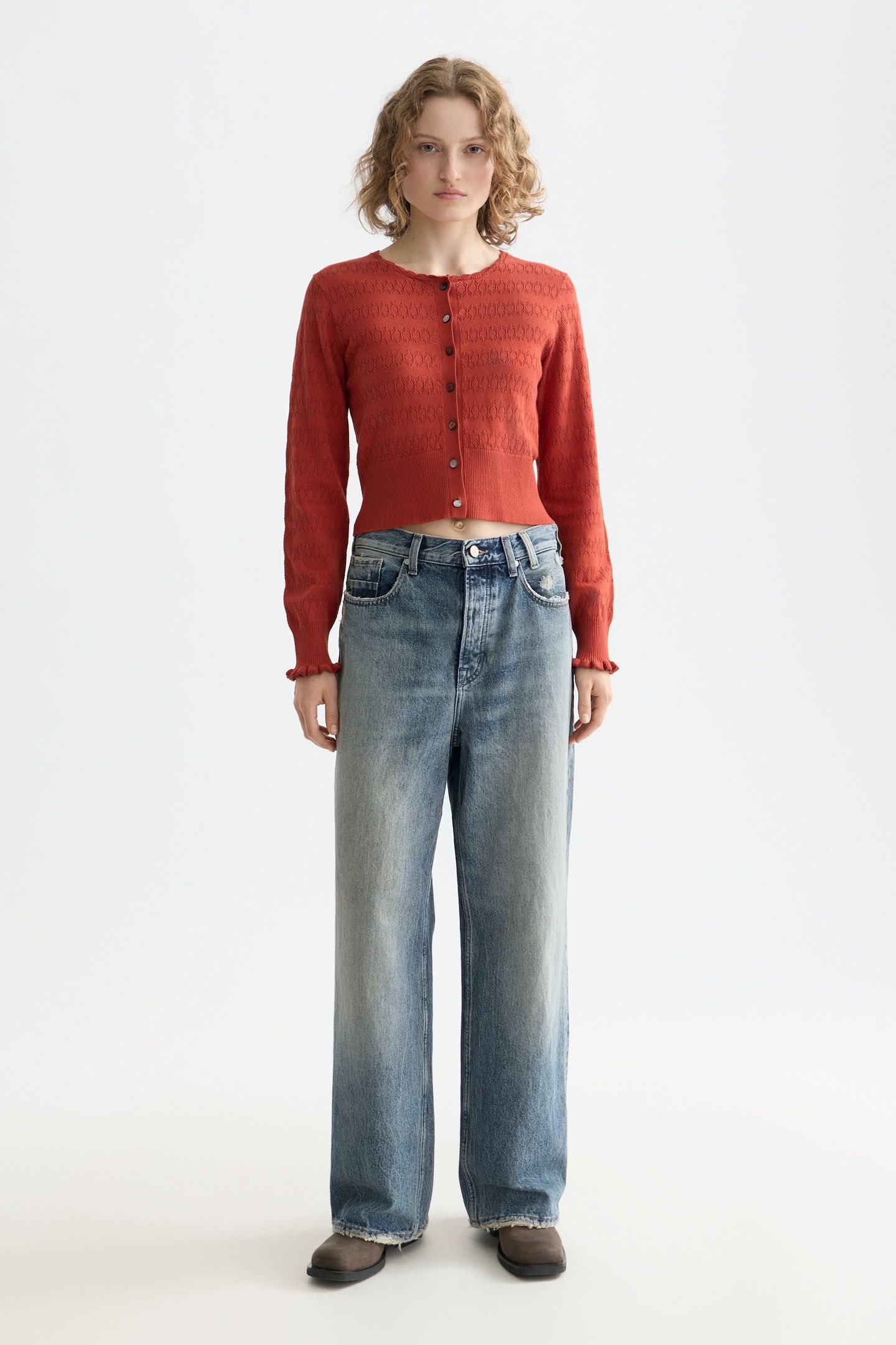 POINTELLE KNITTED CARDIGAN KETCHUP 2