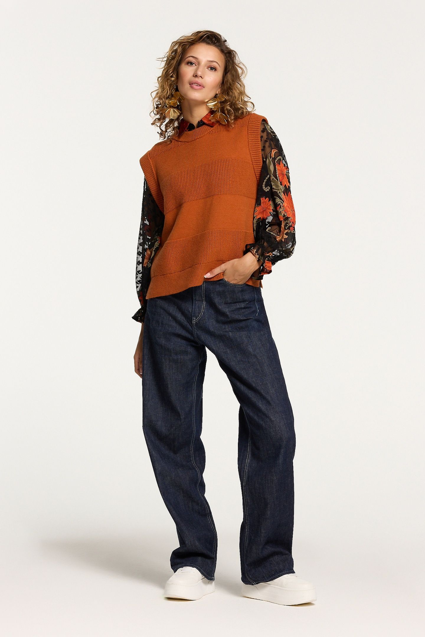 PARADERA BLOUSE VINTAGE FLOWER RUST ORANGE FLOWER 1