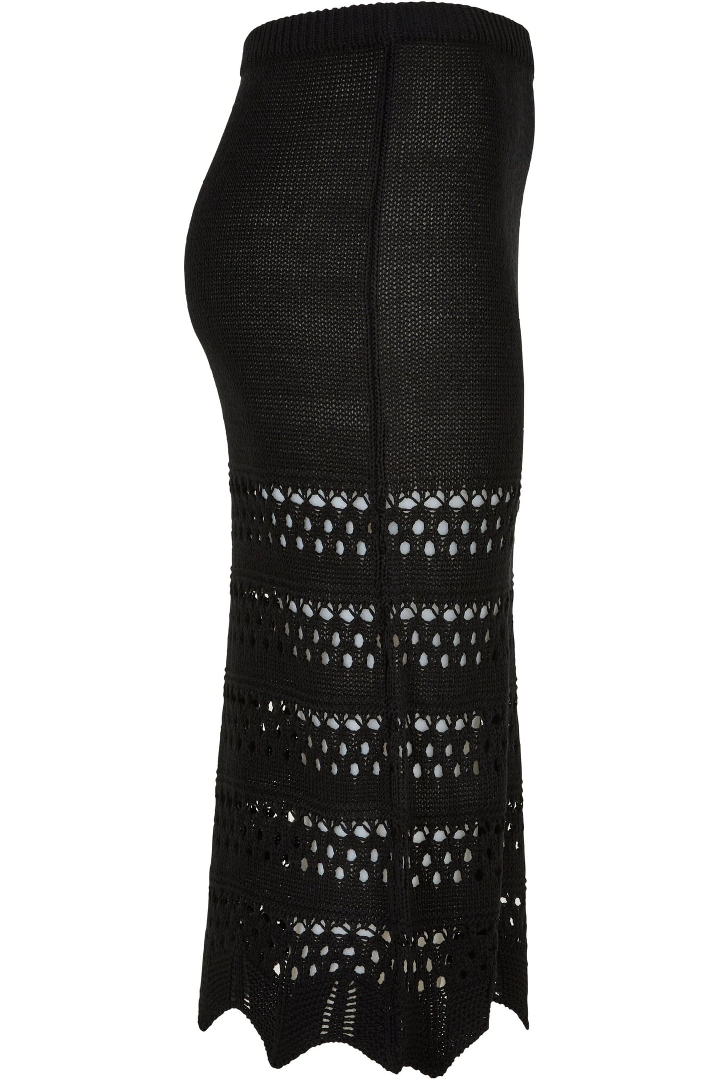 LADIES 3/4 CROCHET KNIT SKIRT BLACK 4