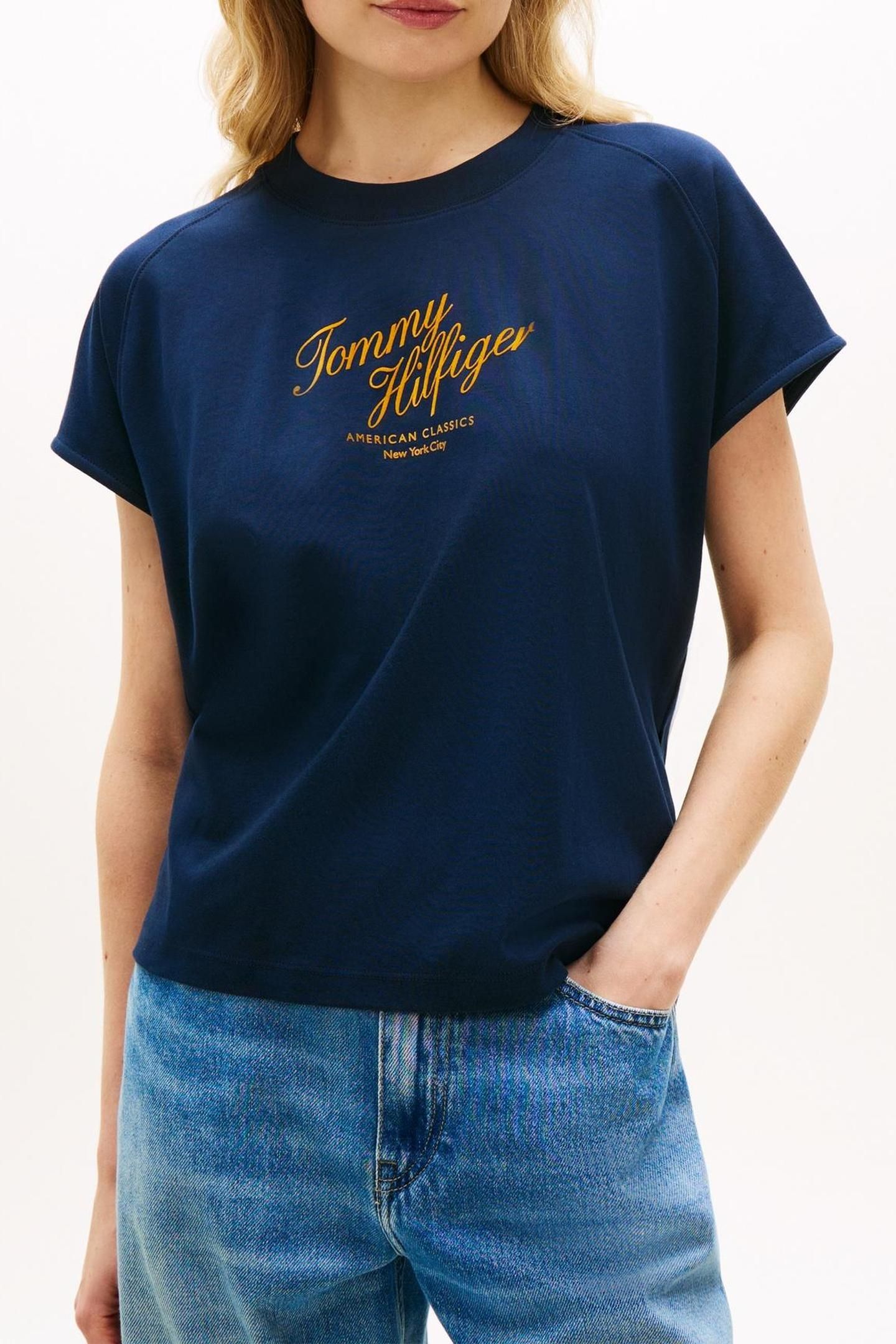 SEASONAL SCRIPT CAP T-SHIRT DARK NIGHT NAVY 1