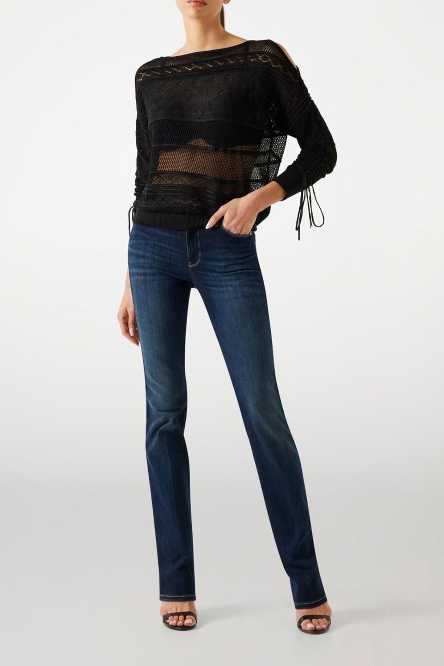 GUESS ECO NELLIE LS BOAT NECK JET BLACK A996 2