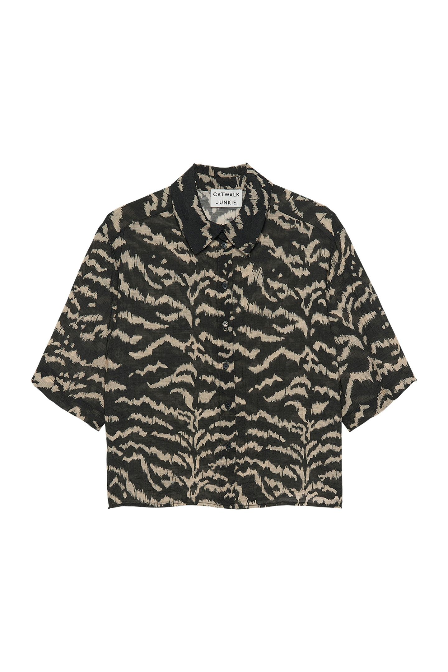 SHORT SLEEVE TIGER BLOUSE BLACK 4