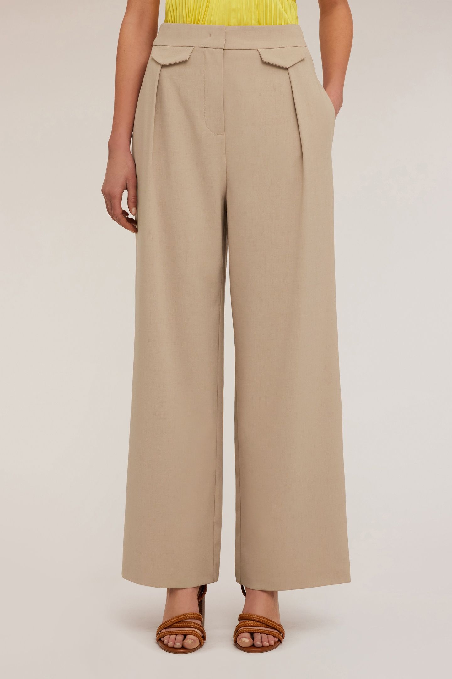 PALAZZO TROUSERS WITH PLEATS AND POCKET DESIGN BEIGE 1