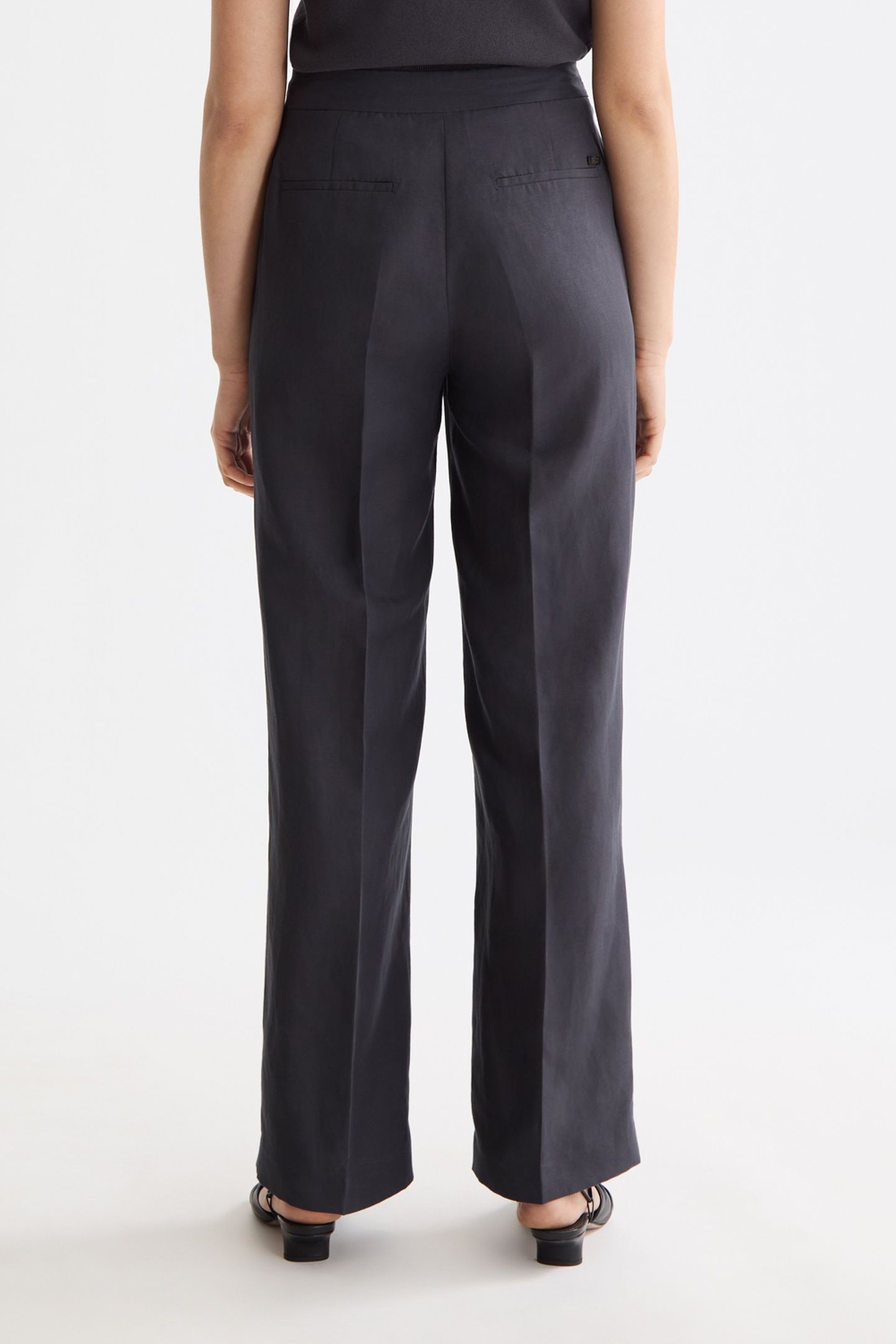EDIE - HIGH RISE WIDE LEG DRAPEY PANT CHARCOAL ART 3
